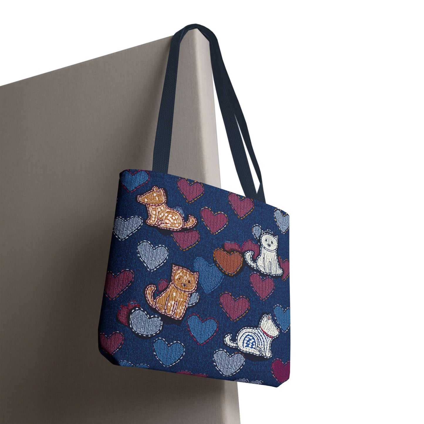 Love Day Graphic Design Denim Fabric Imitation Print Unisex Canvas Bag POLY 3 Sizes Tote Bag 201-3