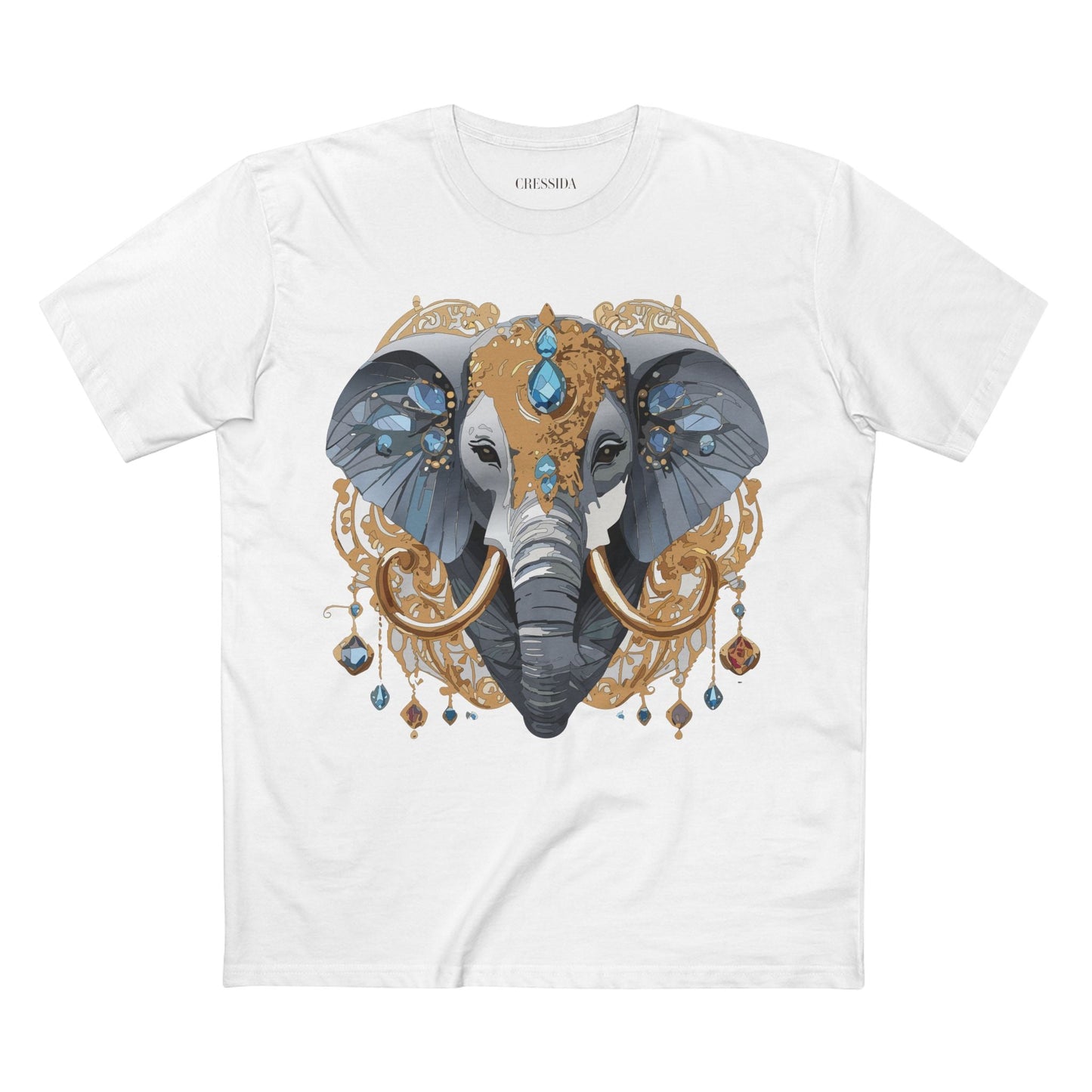 Elephant Graphic Unisex 100 Cotton Tee With Unique Animal Golden Medallion Art Design 39