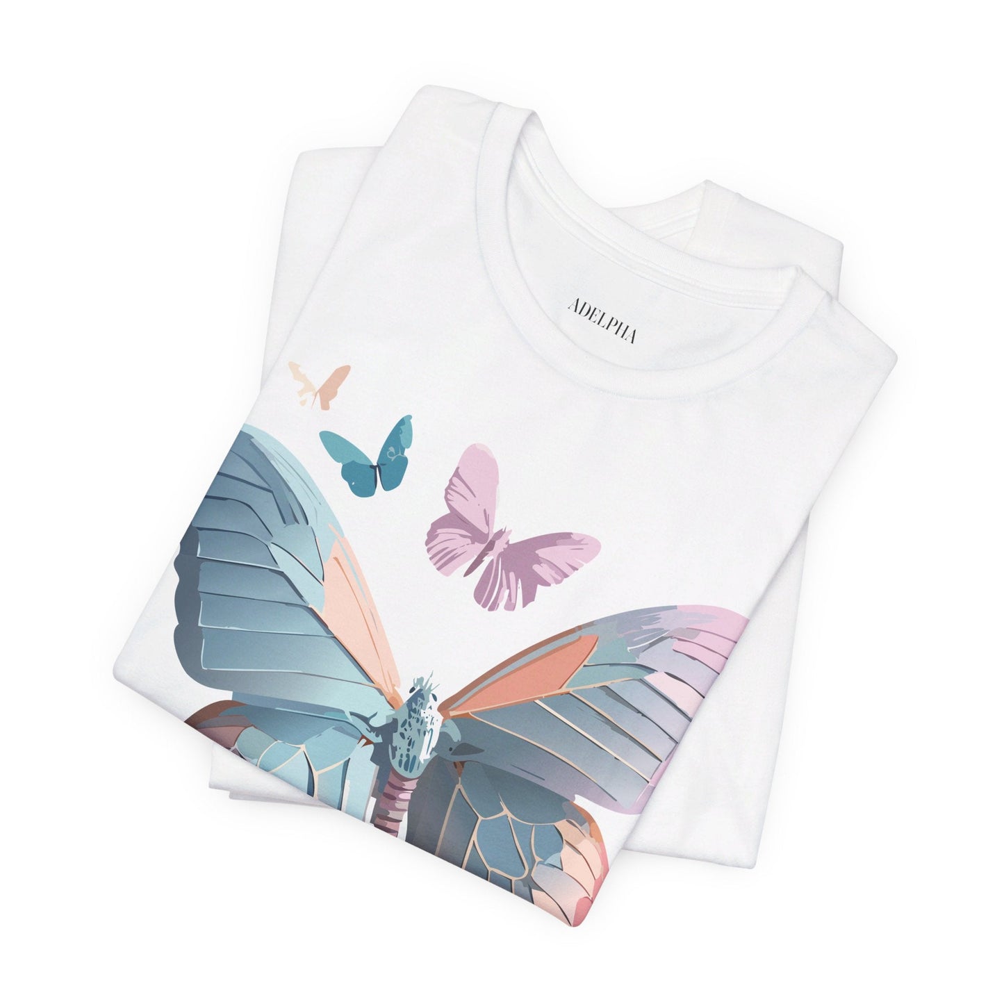Butterfly Graphic Short Sleeve Tee Unisex Vintage Art Shirt By Adelpha
