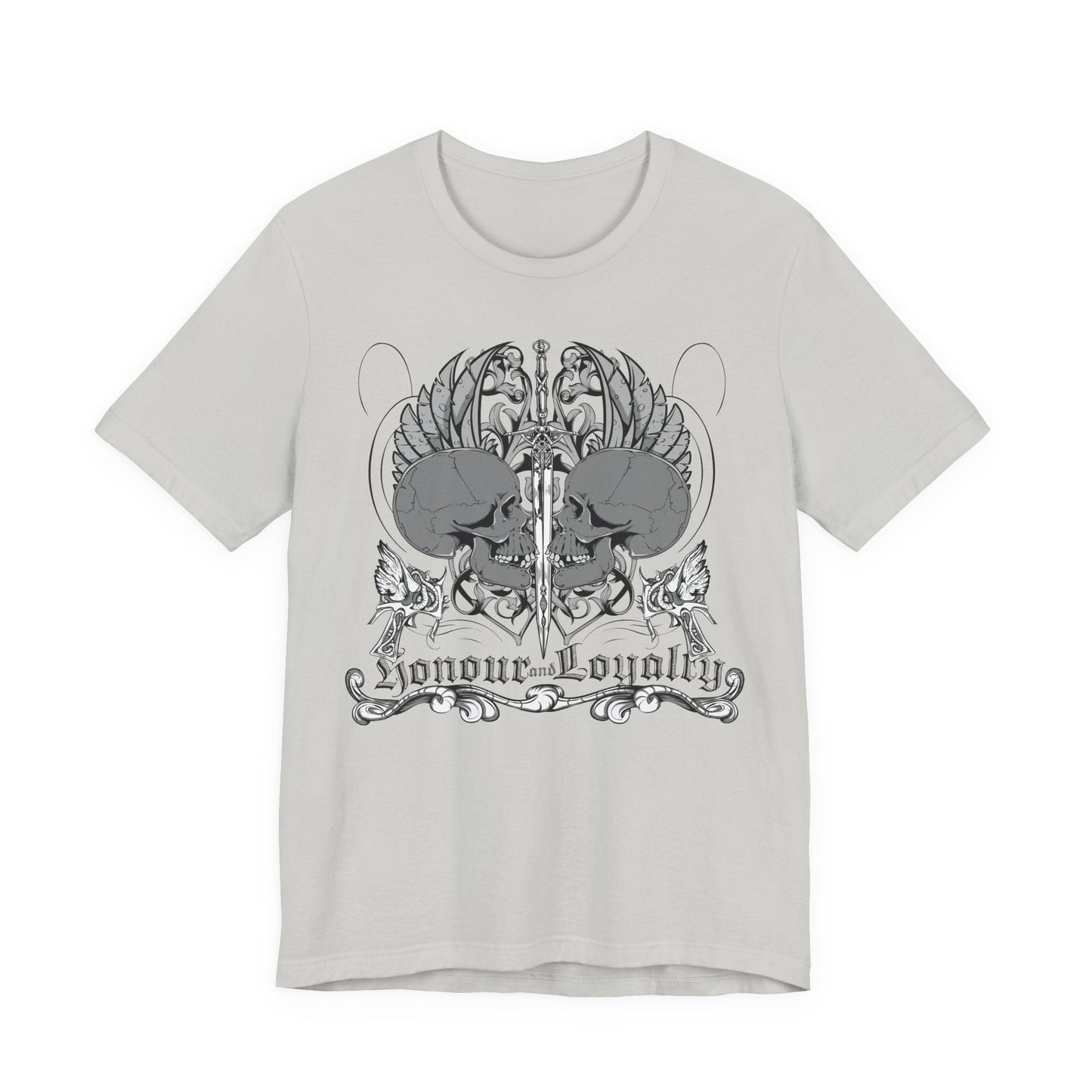Honor Loyalty crest tee Gothic heraldry skulls wings emblem Art-48