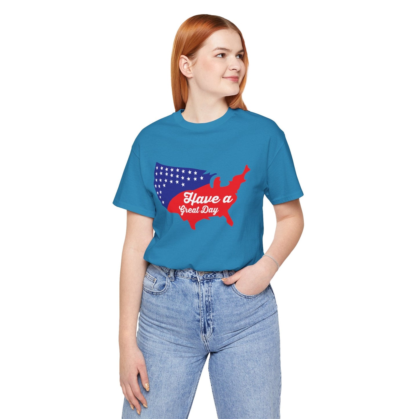 USA Map Patriotic Graphic Unisex Cotton T-Shirt 021