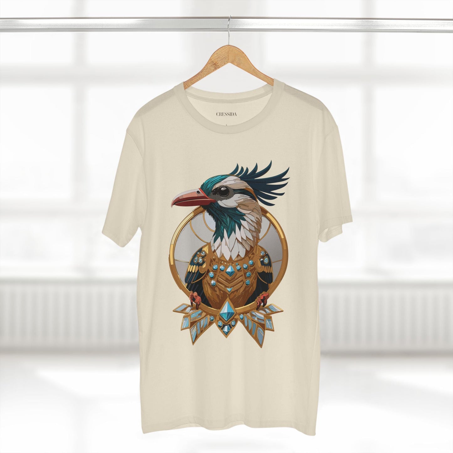 Bird Graphic Unisex 100 Cotton Tee With Unique Animal Golden Medallion Art Design 19