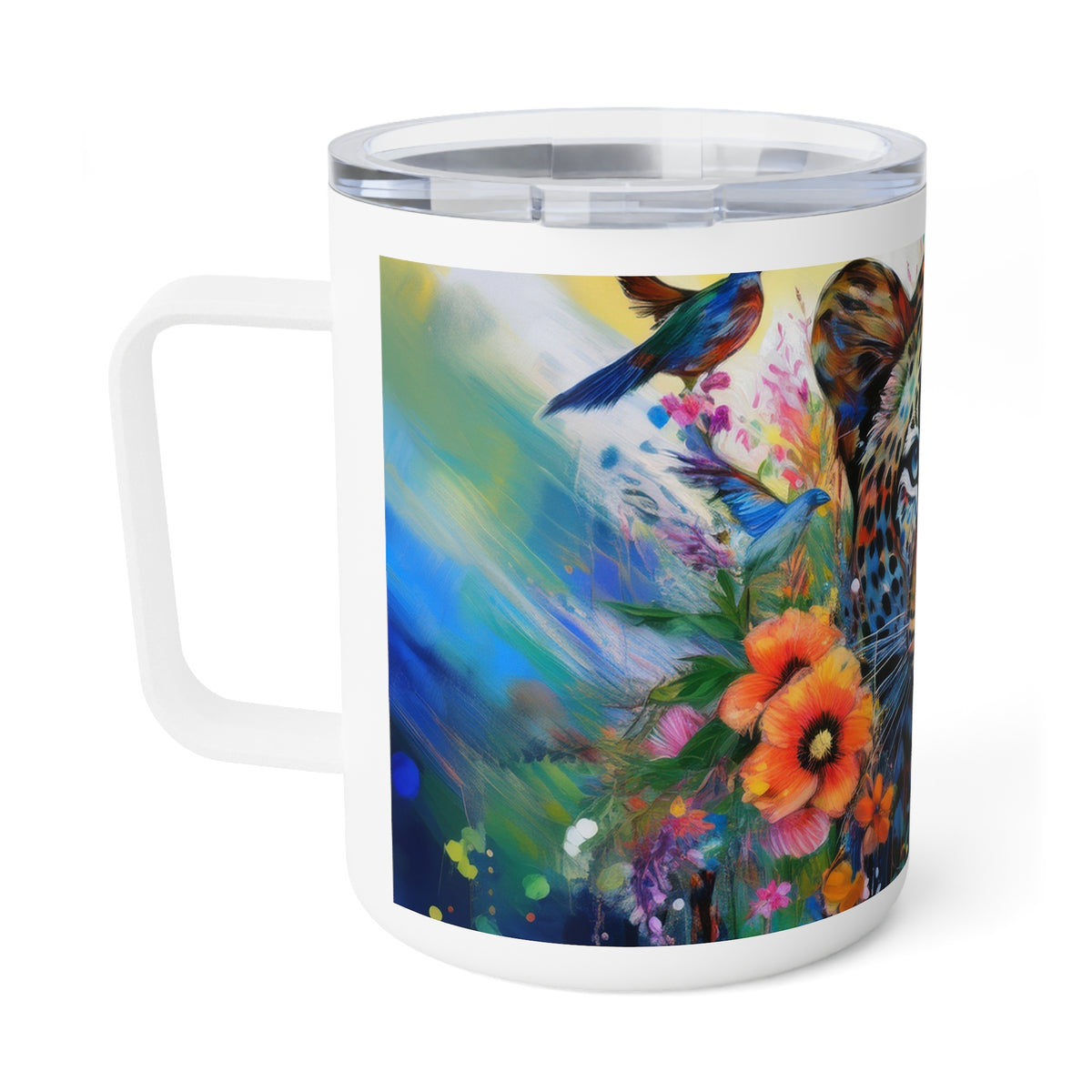 38 Art Design Insulated Coffee Mug Clear Lid 10oz Insulated Coffee Mug 10oz