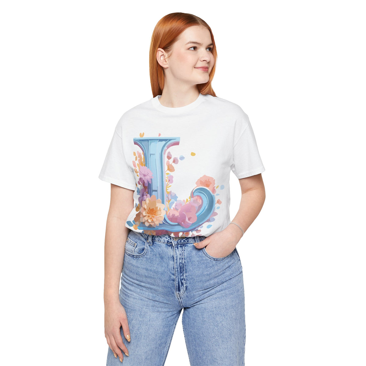 Letter L Graphic Unisex Cotton Bella+Canvas Tee with Art Letter Design