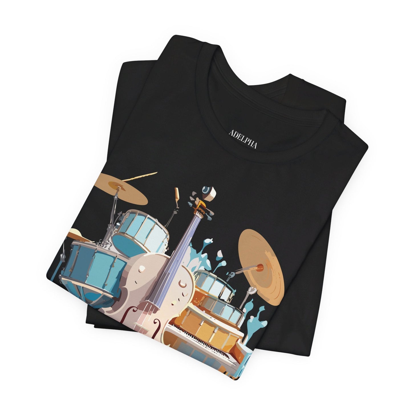 Music Graphic Unisex 100 Cotton Vintage Art with Musical Elements Tee 84