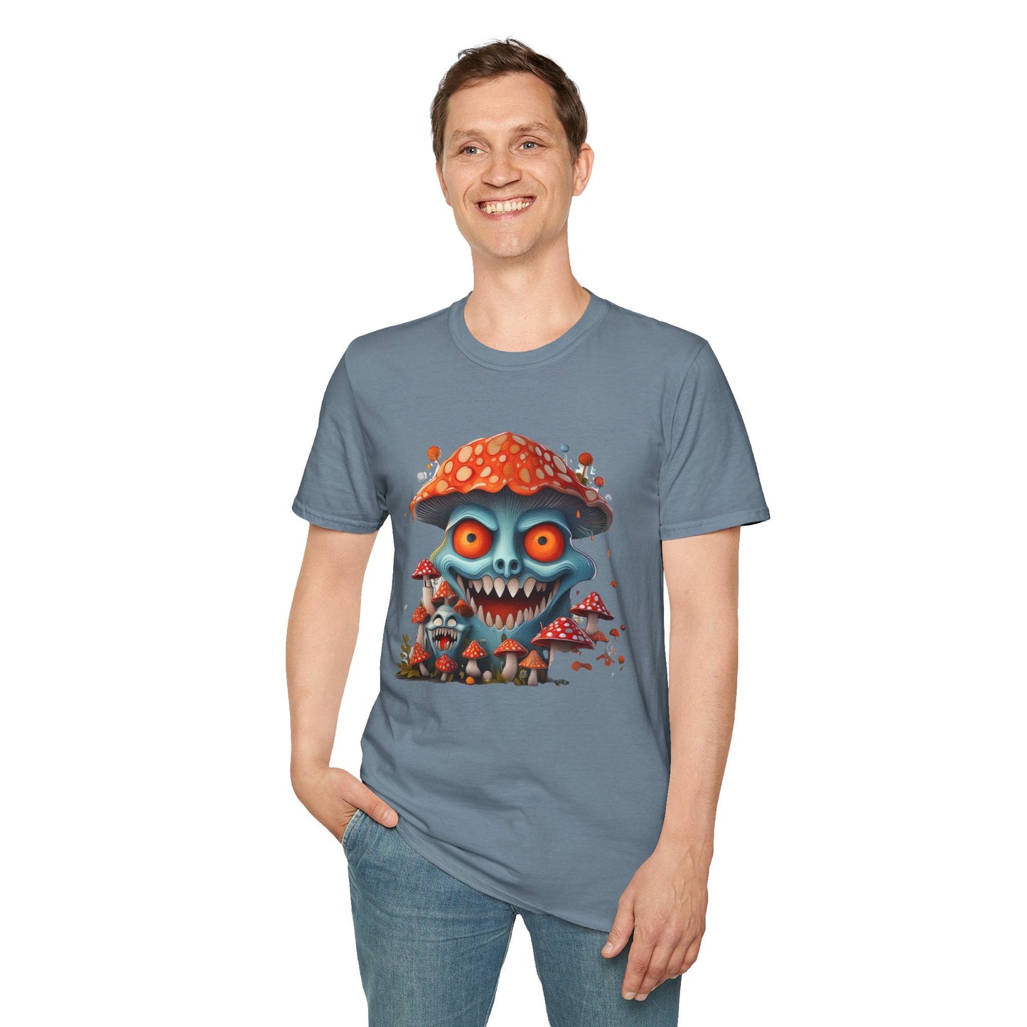 Funny Mashroom Graphic Unisex Softstyle Cotton With Cartoon Illustration Design 3
