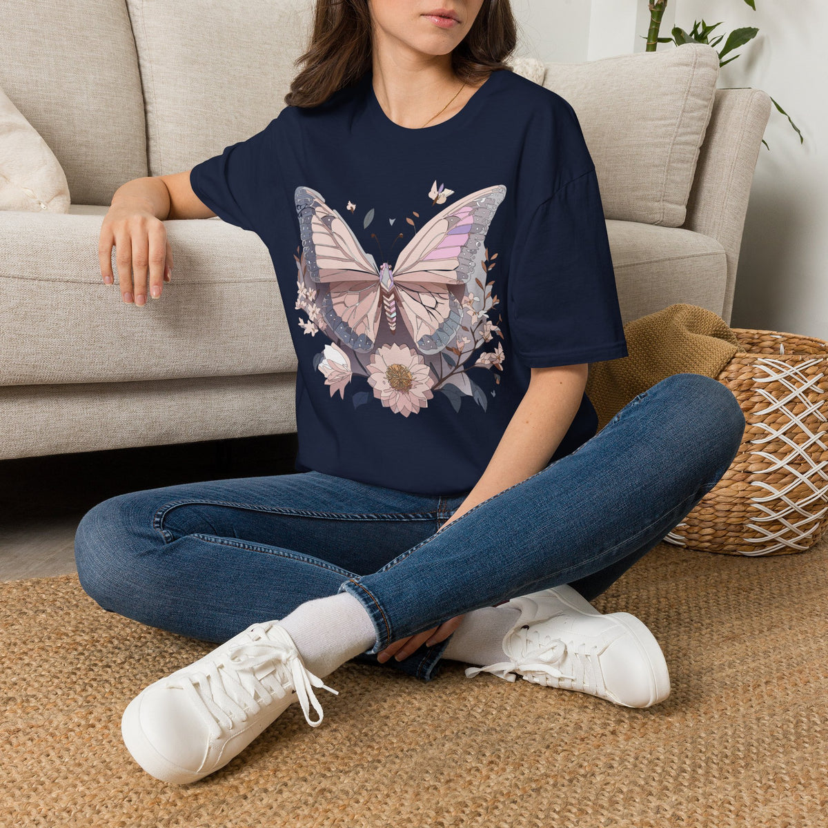 Pastel Butterfly Floral Wings Graphic Design Unisex 100 Cotton Gildan T-Shirt