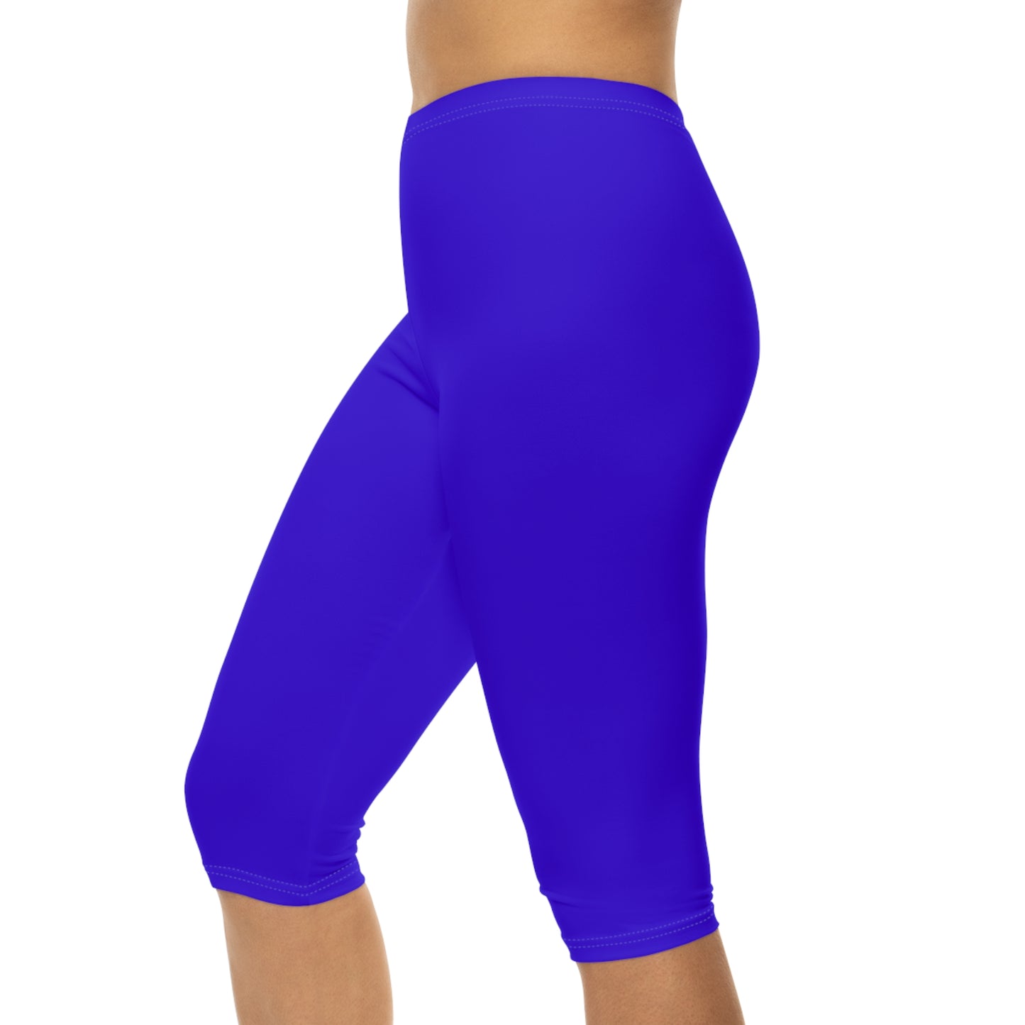Ultrasonic Blue Color Women's Brushed Suede Poly Span Casual Capri Leggings XS-2XL