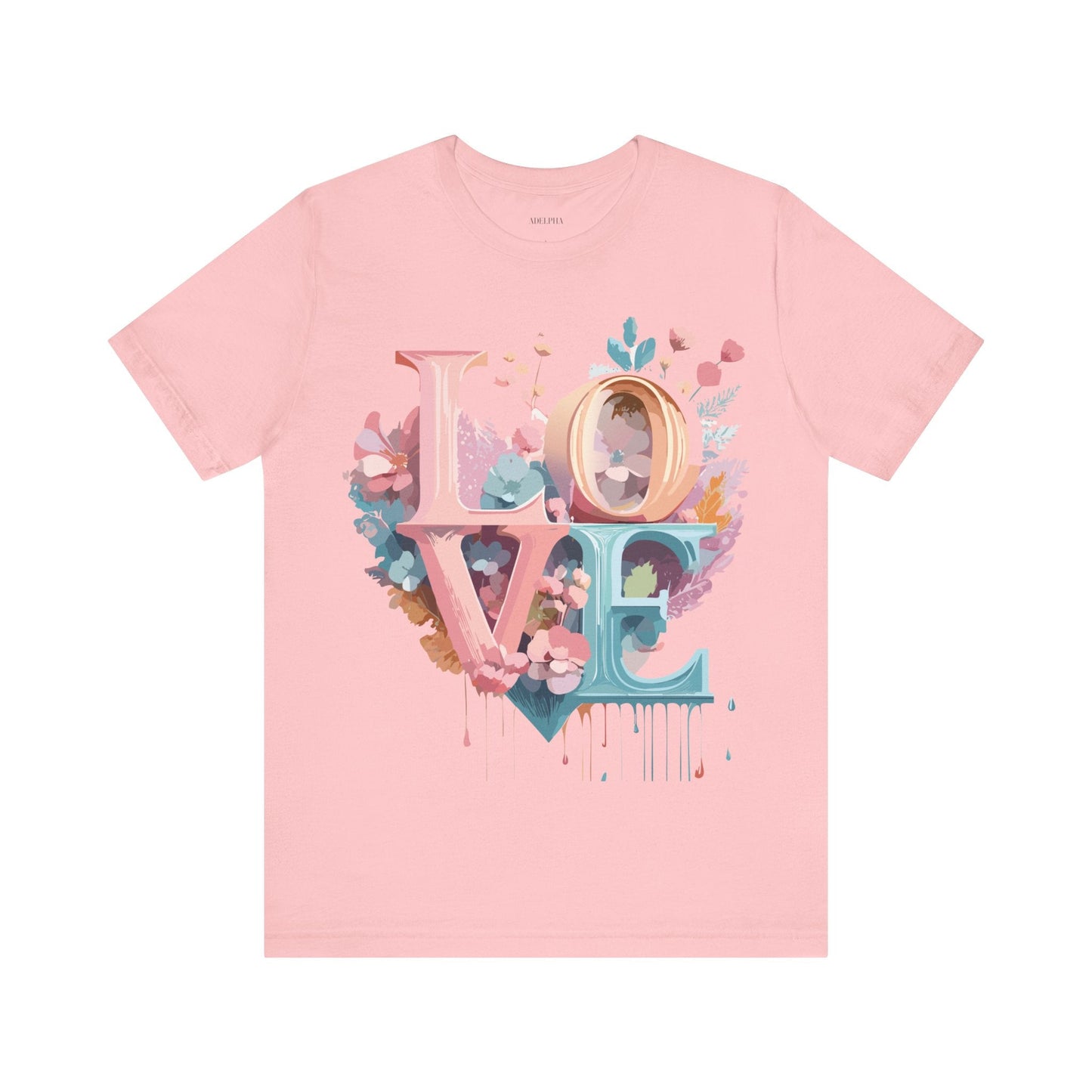 Valentine Day Graphic Unisex 100 Cotton Vintage Artwork with Love and Flower Design Tee 53