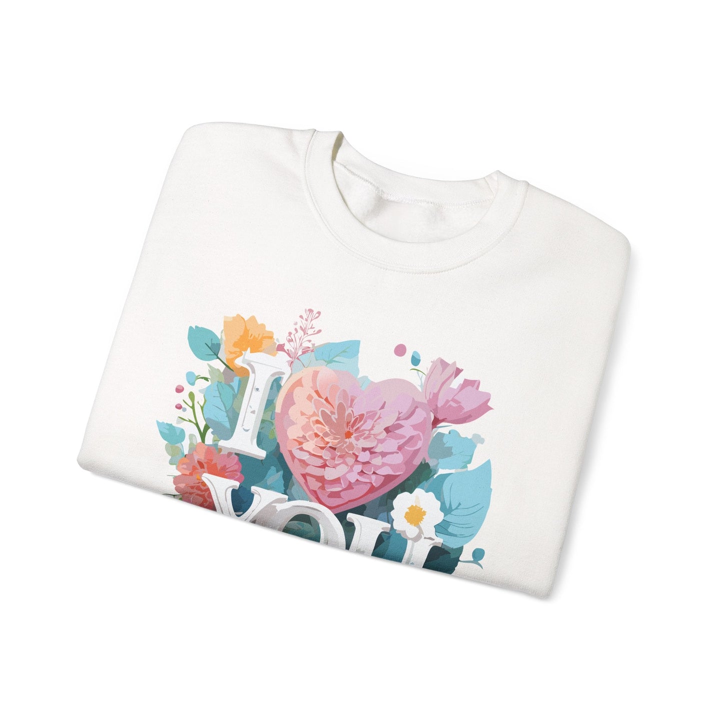 Floral Love Sweatshirt Unisex Valentines Day Gift 50 50 Cotton Polyester Crewneck