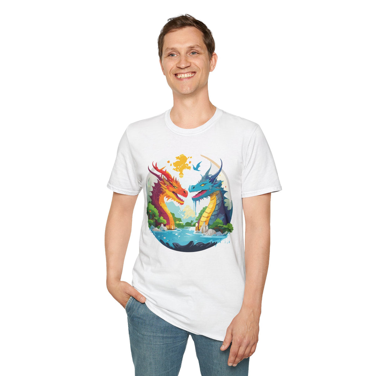 Dragon Graphic Tee Gildan Unisex 100 Cotton Tee Shirt with Animals Design h19