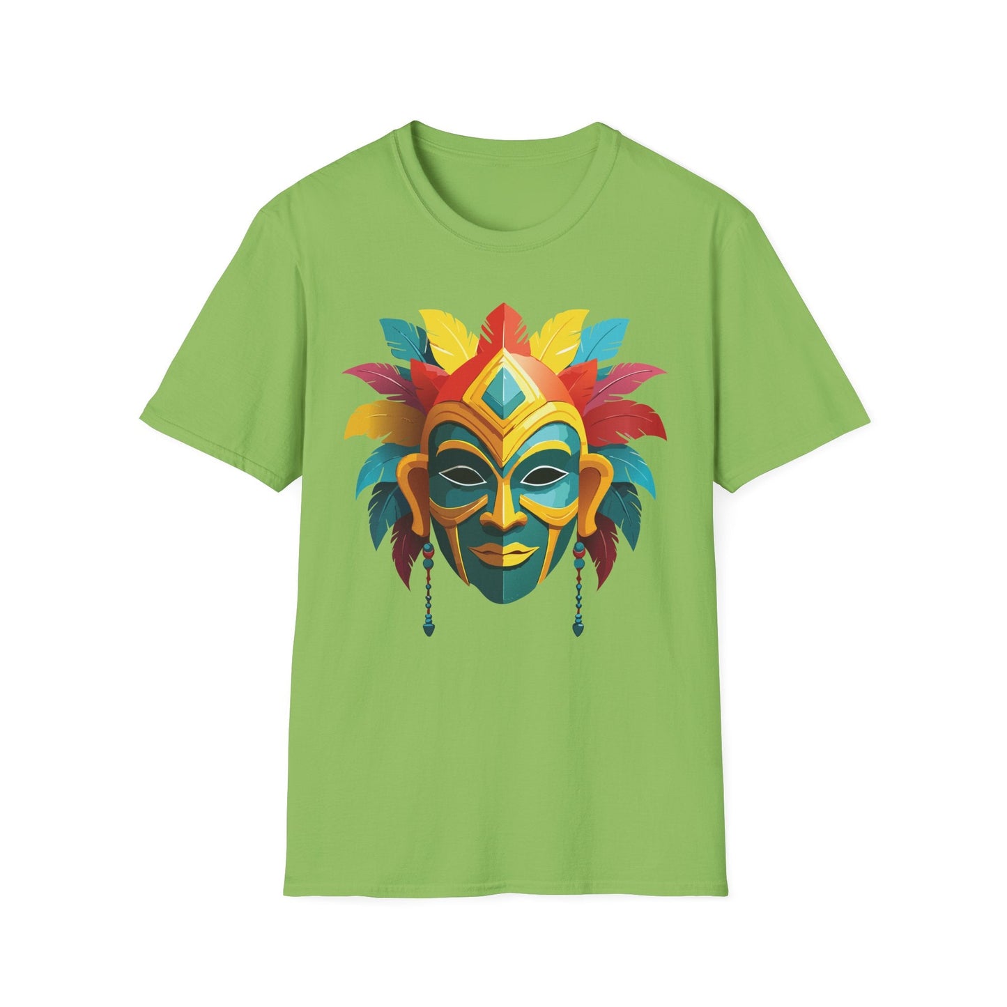 Unisex Mask Tee Shirt Gildan Softstyle 64000 Cotton Masquerade Design For Everyday Wear