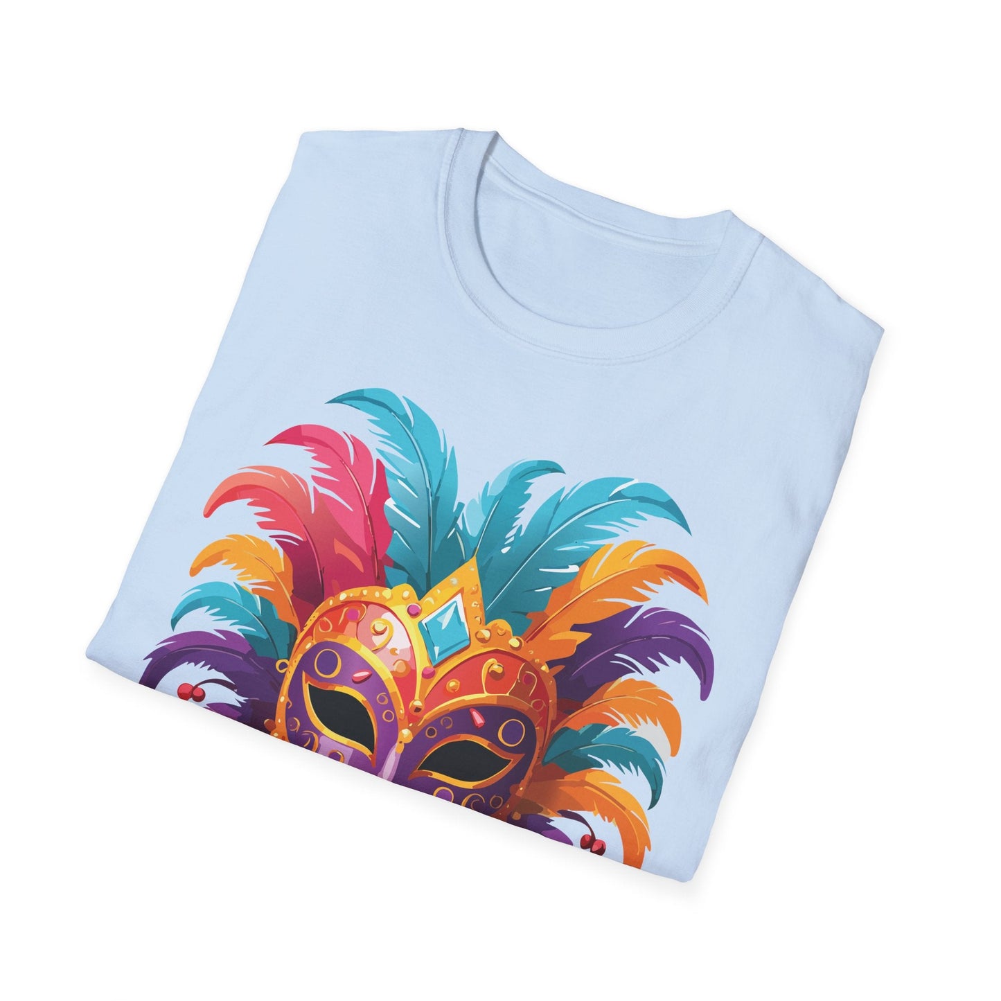 Unisex Gildan Softstyle Mask Tee Shirt With Art Design Casual Everyday Wear Masquerade Tee
