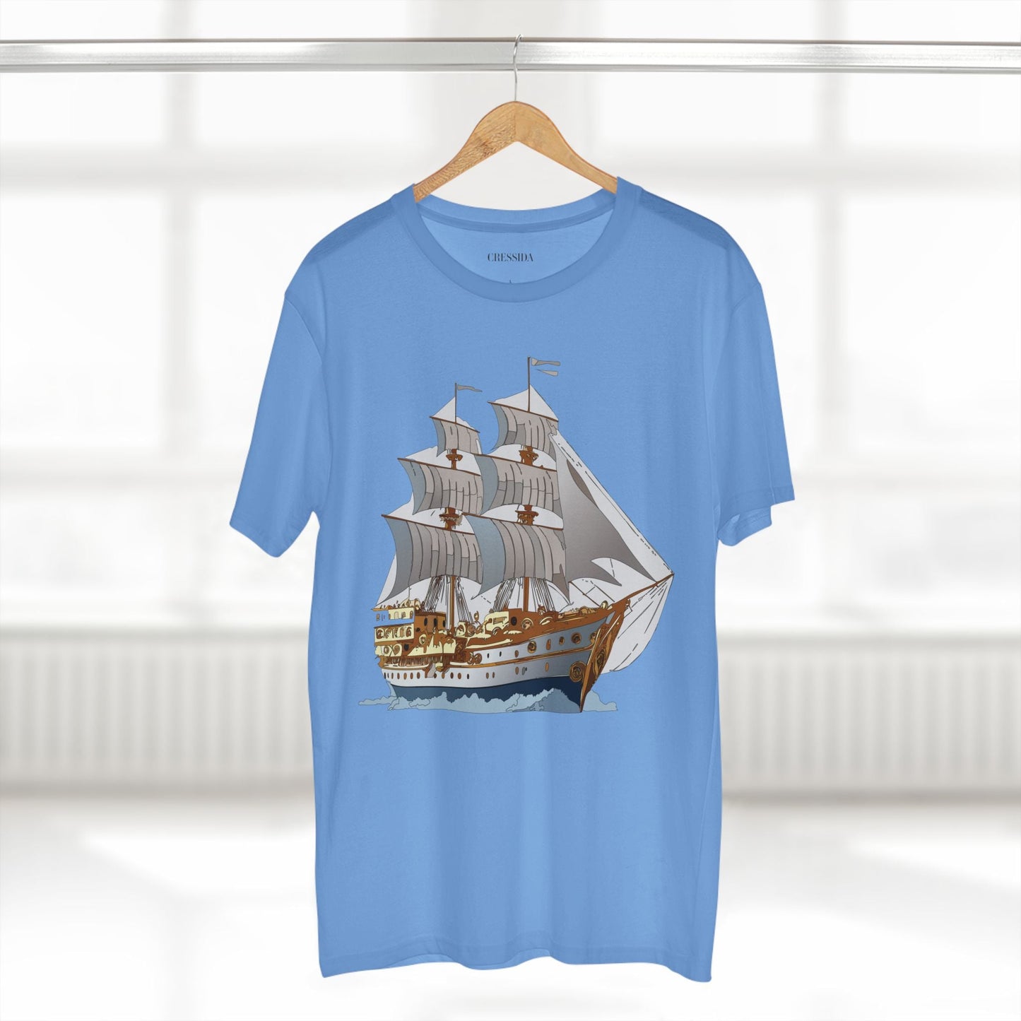 Ship Graphic Unisex 100 Cotton T-Shirt with Gold Frigate Art Design 12