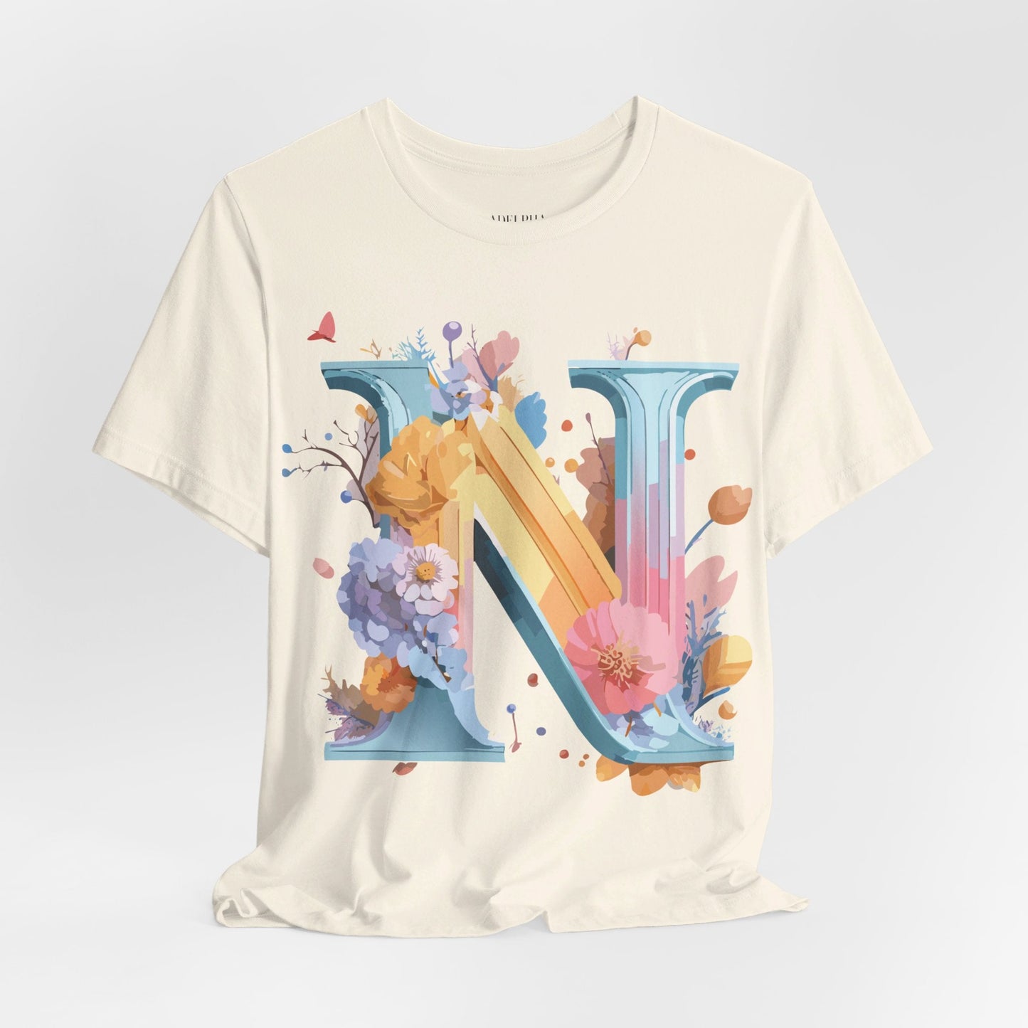Letter N Shirt Classic Unisex Graphic Tee With Premium Vintage Adelpha Artwork Jersey Short Sleeve