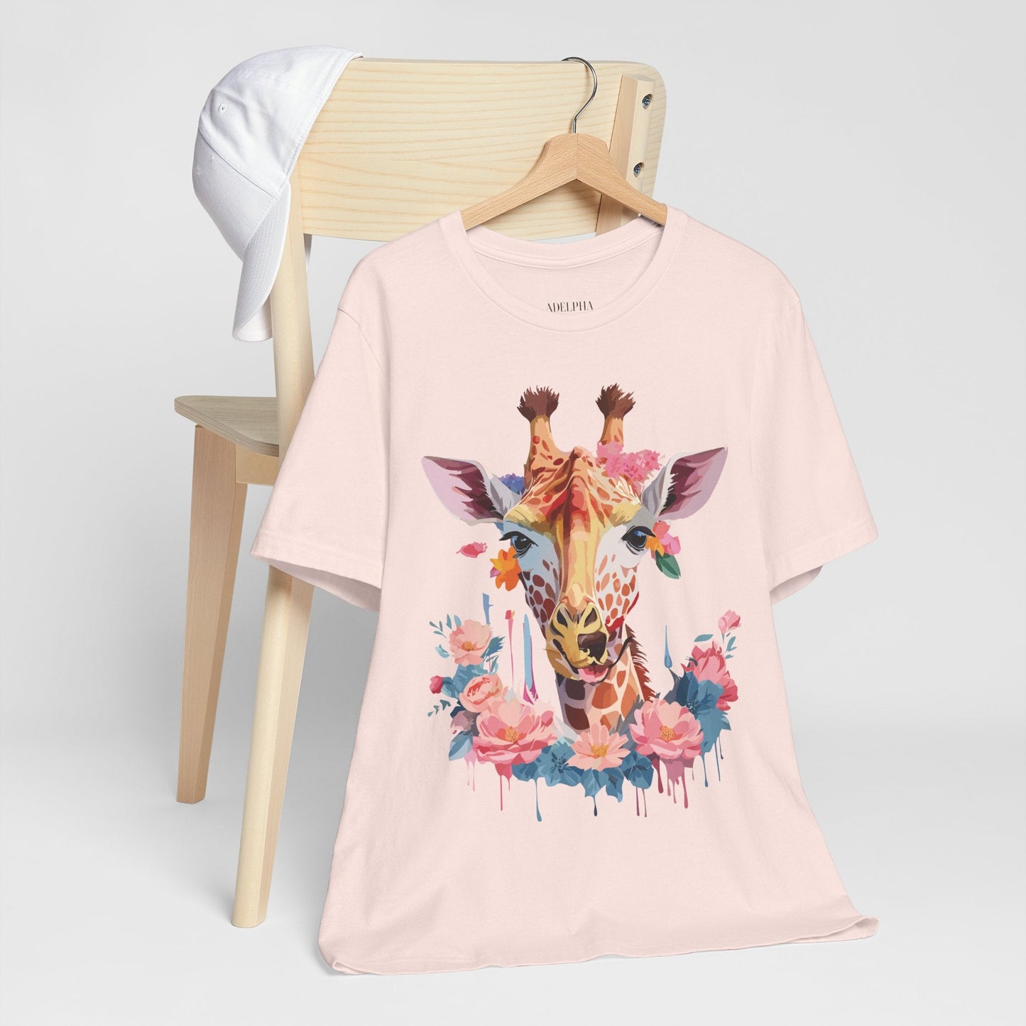 Adelpha Giraffe Graphic Tee Unisex Short Sleeve Art Design Shirt Vintage Inspired Artwork
