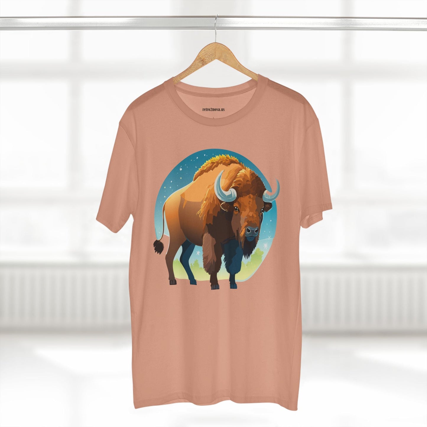 Unisex Premium Cotton Tee With Original Bison Art Design From Retro2Nova Art Collection Soft Breathable Everyday Comfort