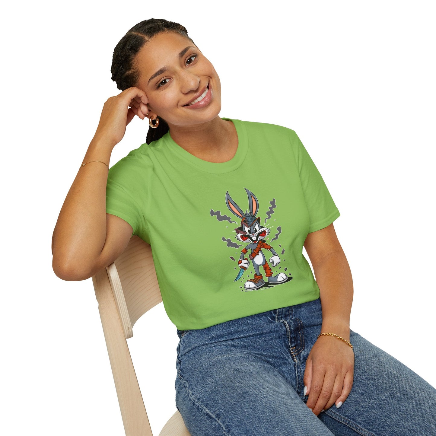 Cartoon Bunny Graphic Unisex Cotton Animal Animation Artwork Design Tee 24