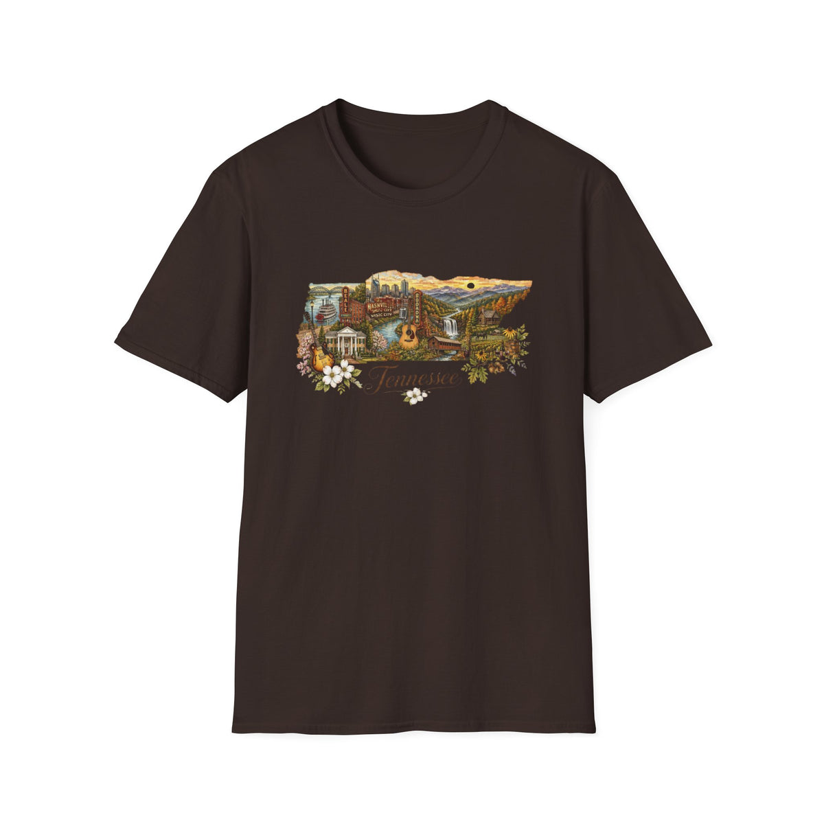 Tennessee Vintage State Map Graphic Design Unisex 100 Cotton Gildan T-Shirt