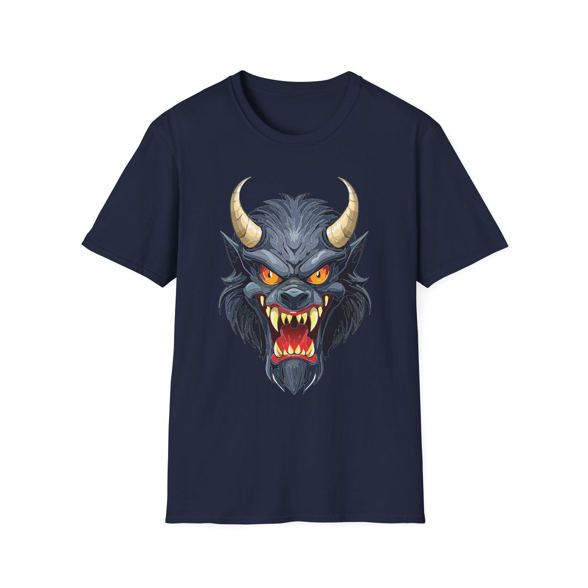 Demonic Wolf Monster Graphic T-Shirt Cartoon Graphic Tee Unisex 100 Cotton Gildan T-Shirt