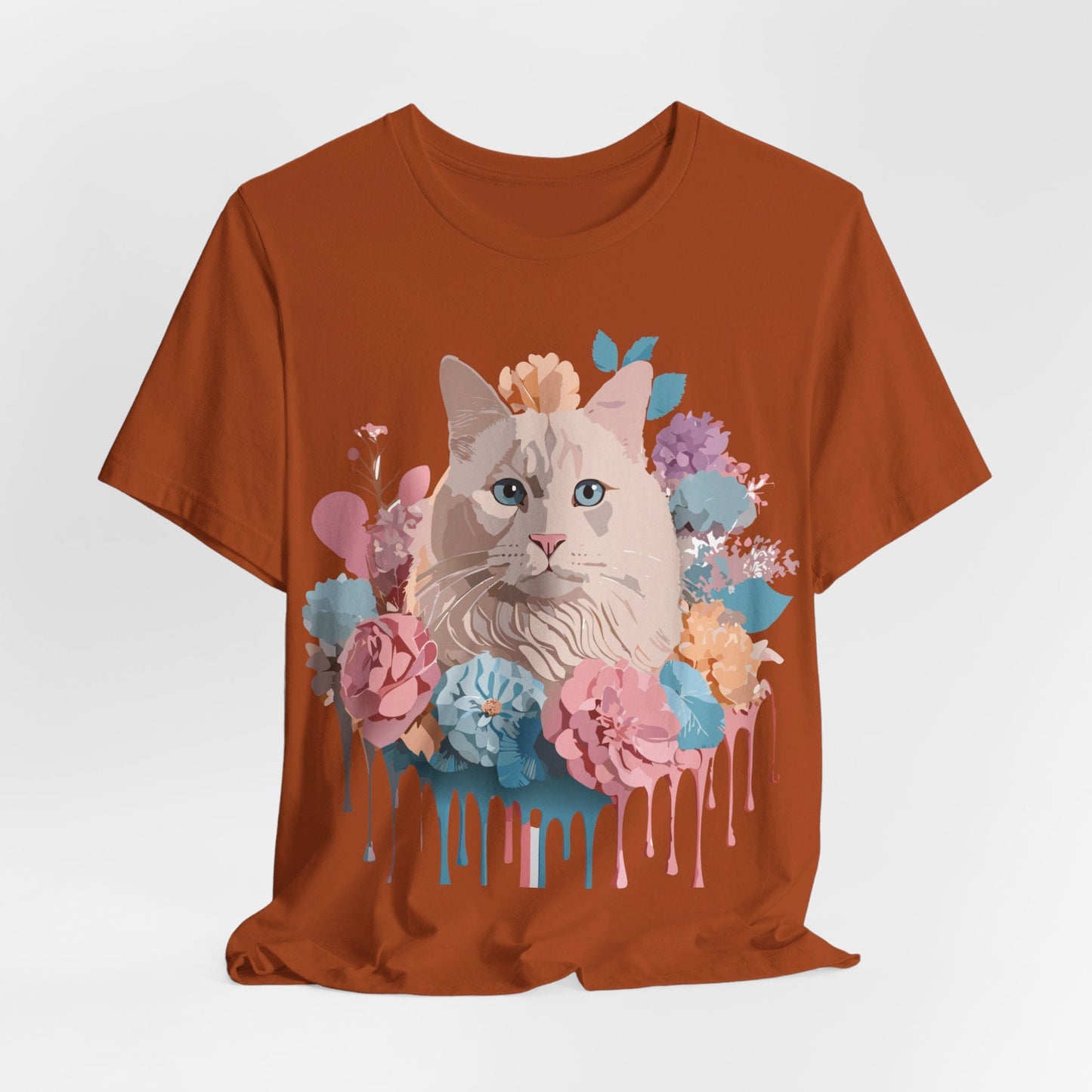 Cat Graphic Tee Unisex Short Sleeve Shirt By Adelpha Vintage Art Design