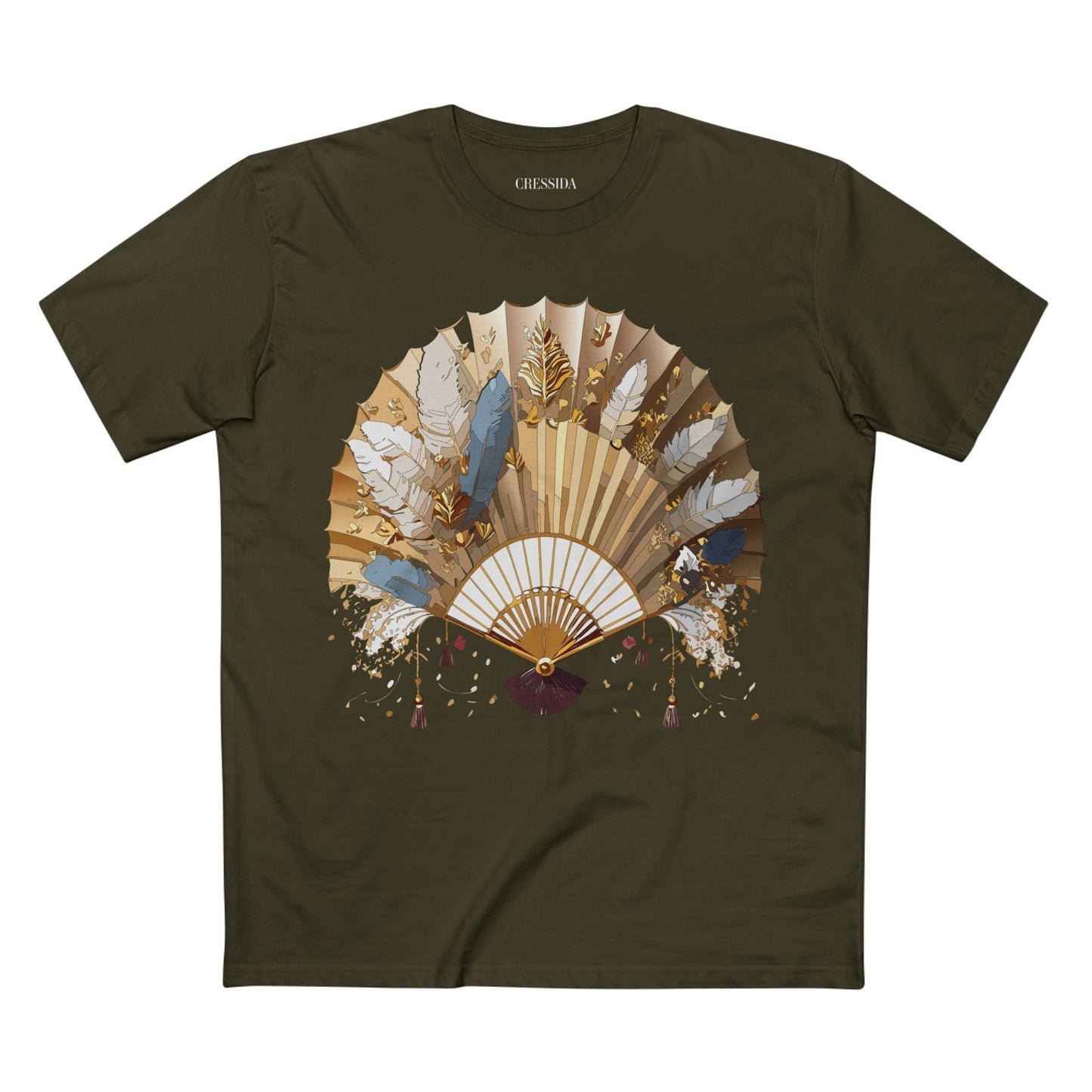 Antique Fan Graphic Design T-Shirt Unisex 100 Cotton Floral Carnival Artwork Tee 8