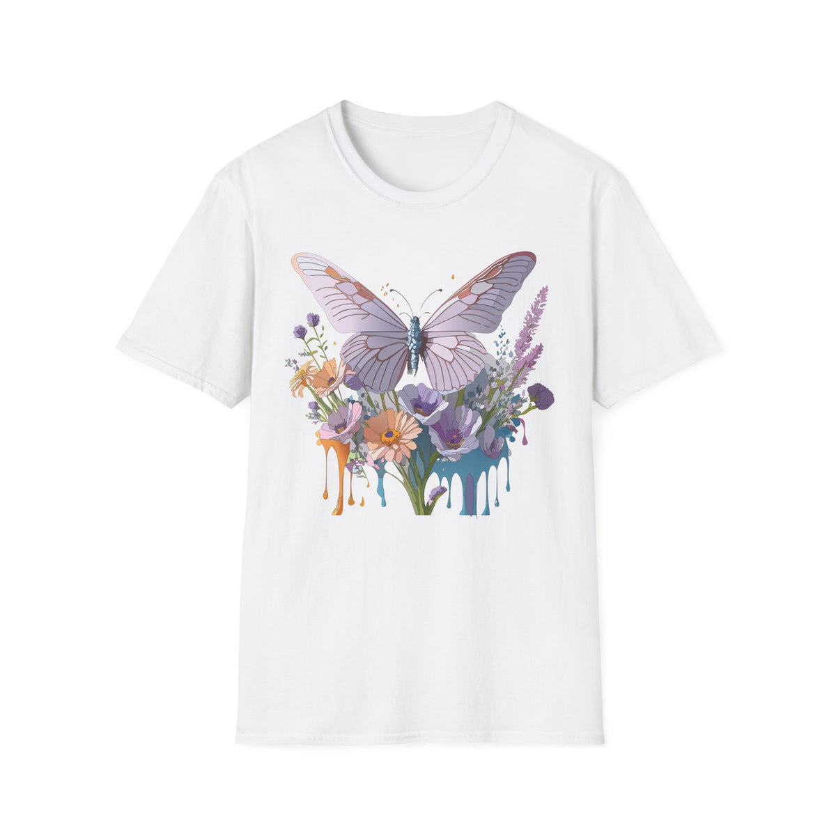 Butterfly Floral T‑Shirt — Pastel Garden Wings Graphic Tee Unisex 100 Cotton Gildan T-Shirt