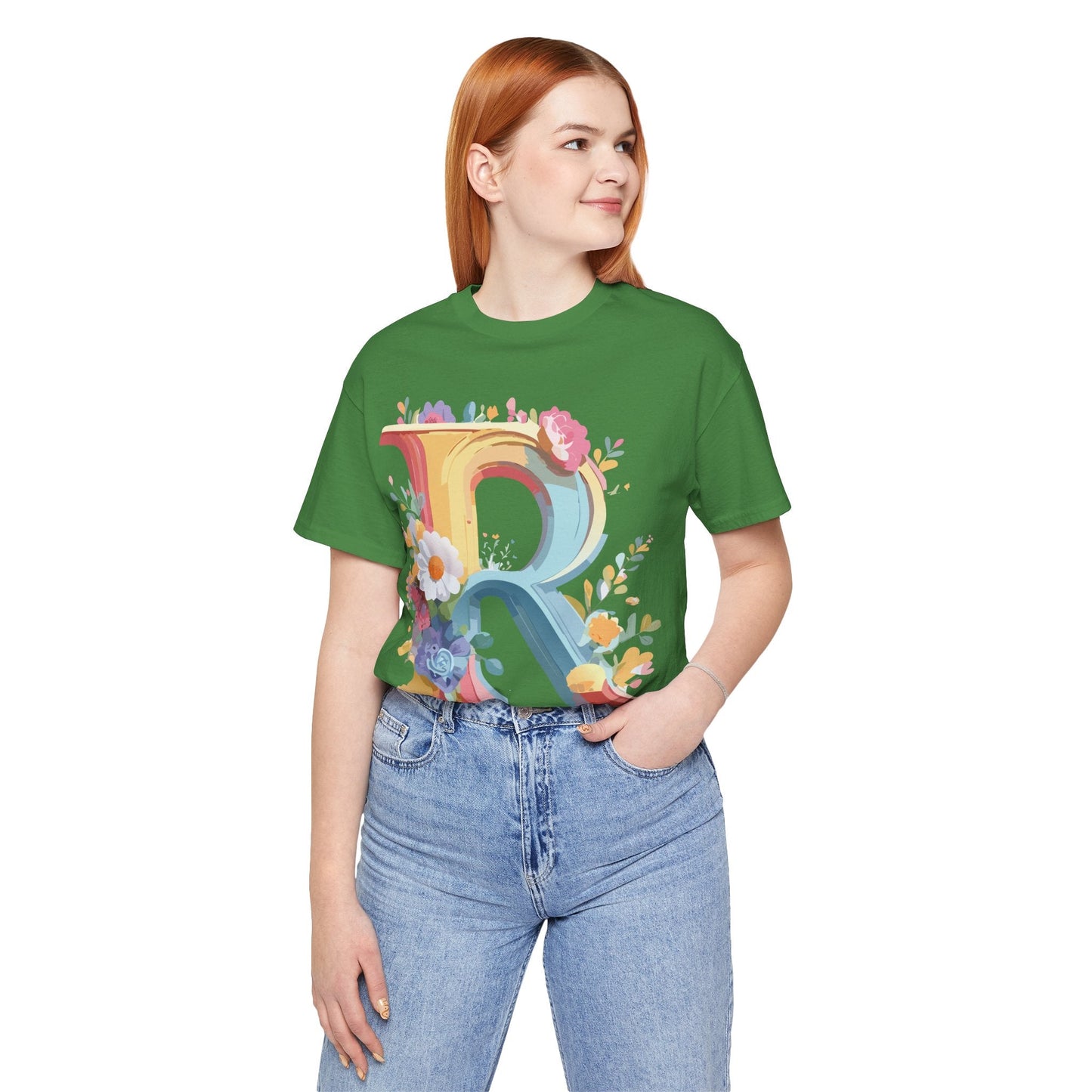 Letter R Shirt Unisex Jersey Short Sleeve Graphic Tee Vintage Inspired Art Design Adelpha