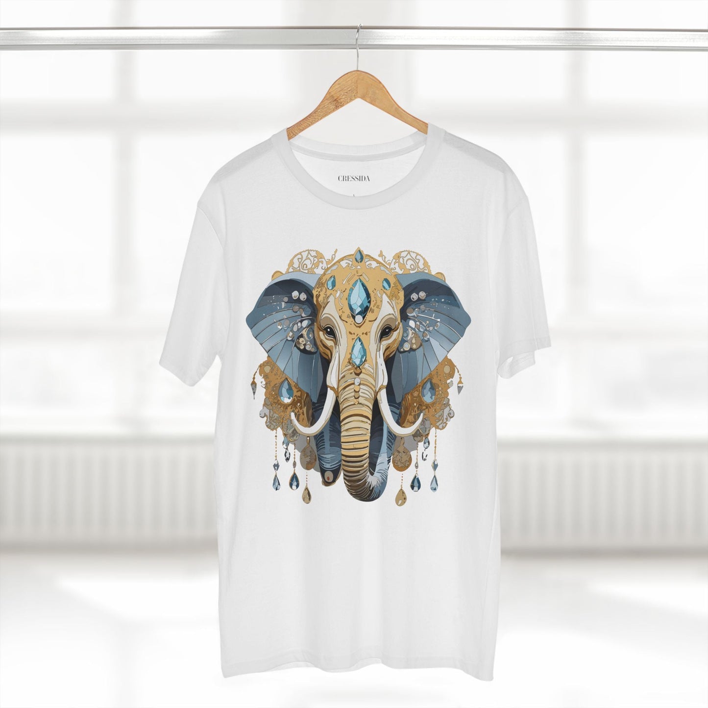 Elephant Graphic Unisex 100 Cotton Tee With Unique Animal Golden Medallion Art Design 35