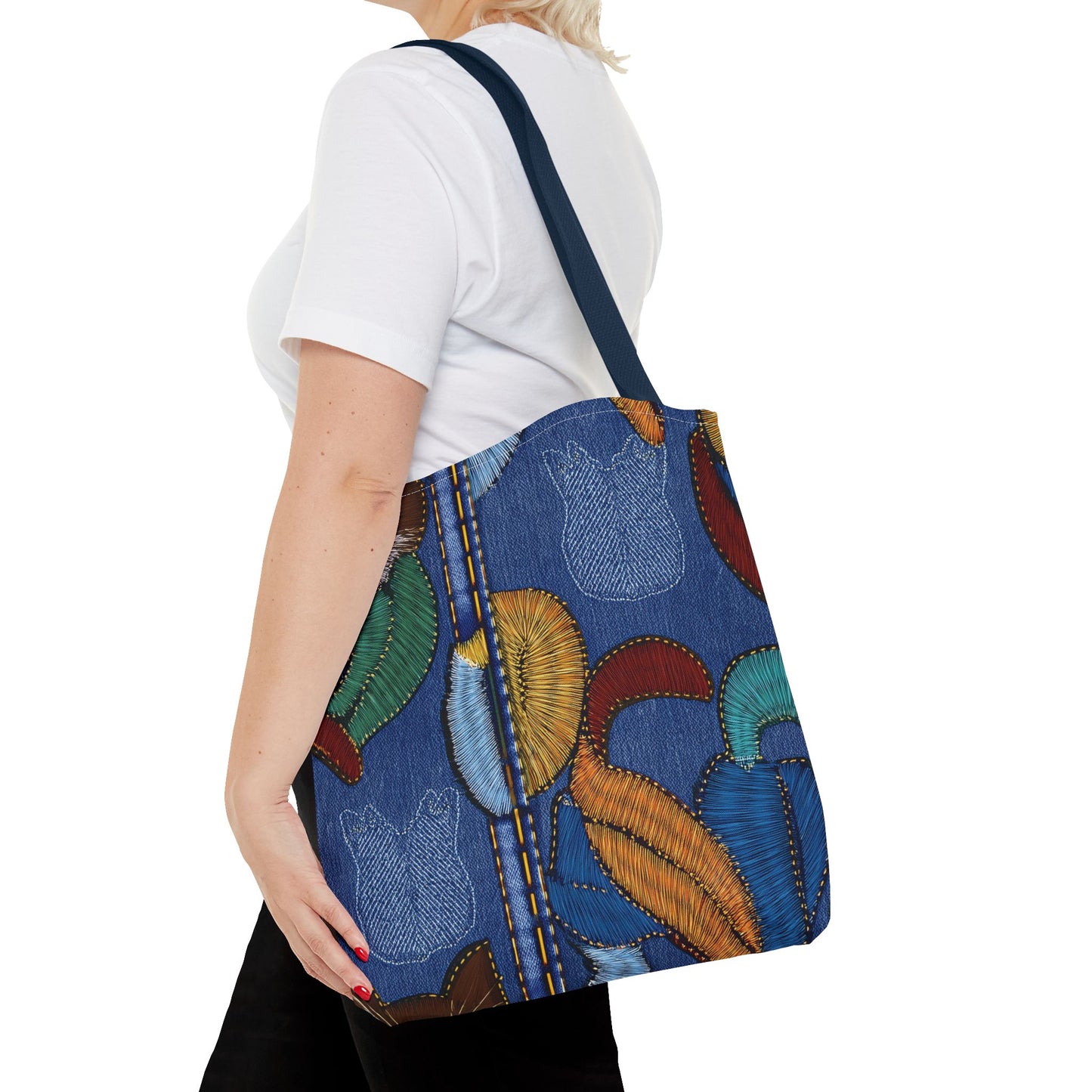 Denim Fabric Imitation Print Unisex Canvas Bag Poly Spun 3 Sizes Tote Bag 190-3