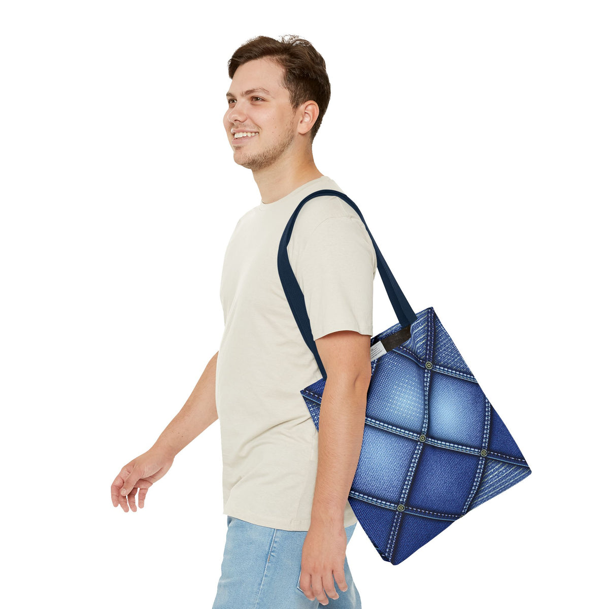 Denim Fabric Imitation Print Unisex Canvas Bag Poly Spun 3 Sizes Tote Bag 115