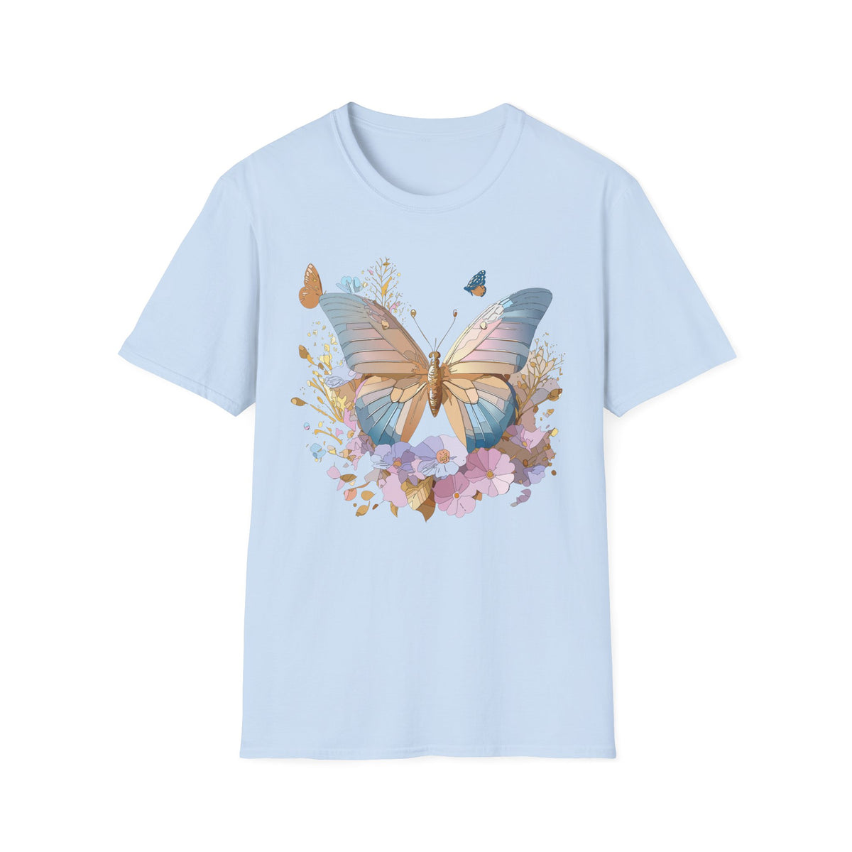 Butterfly Floral Tee — Pastel Garden Butterfly Graphic Tee Unisex 100 Cotton Gildan T-Shirt