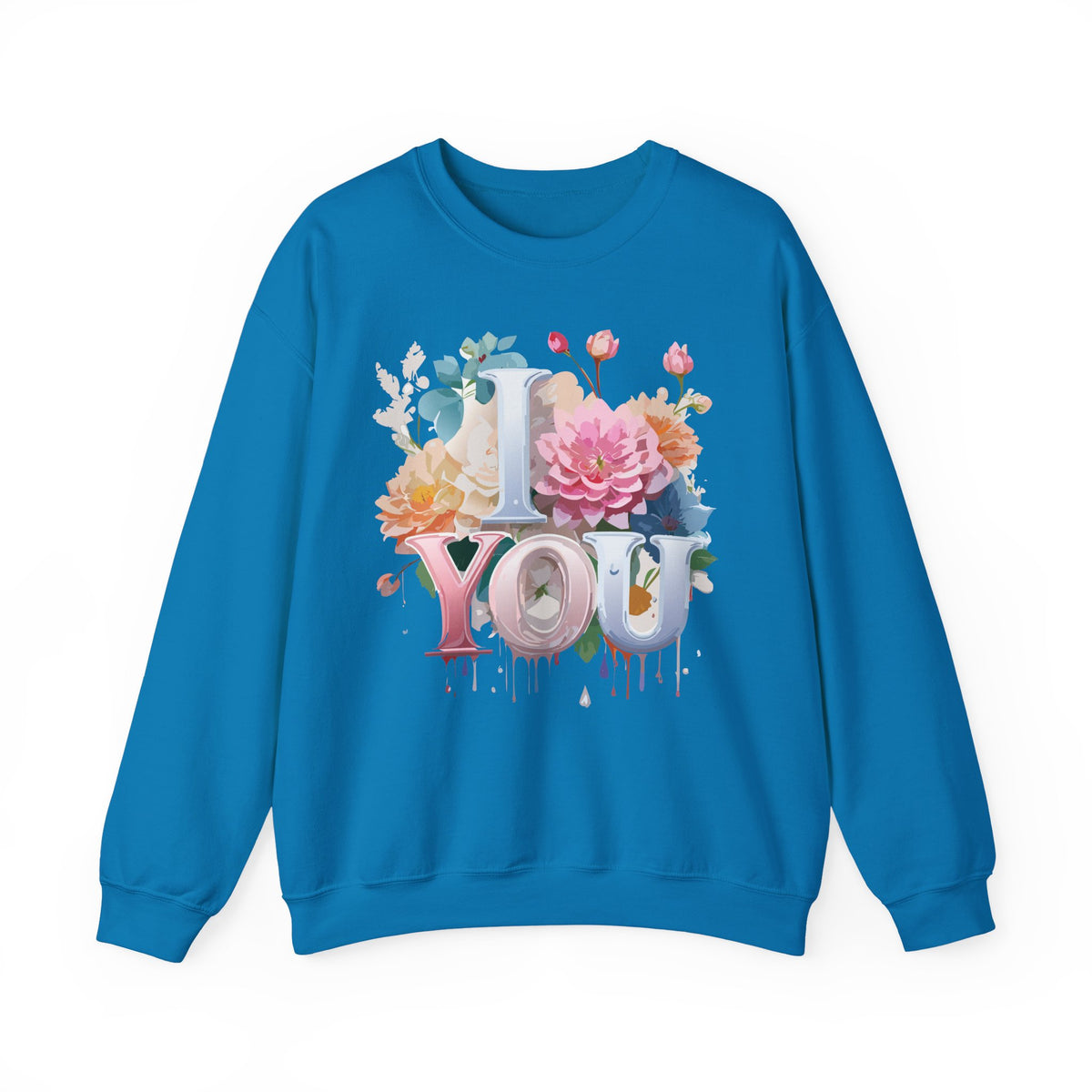 Floral Love Graphic Valentine's Day Sweatshirt Unisex 50/50 Cotton-Poly Sweatshirt w58