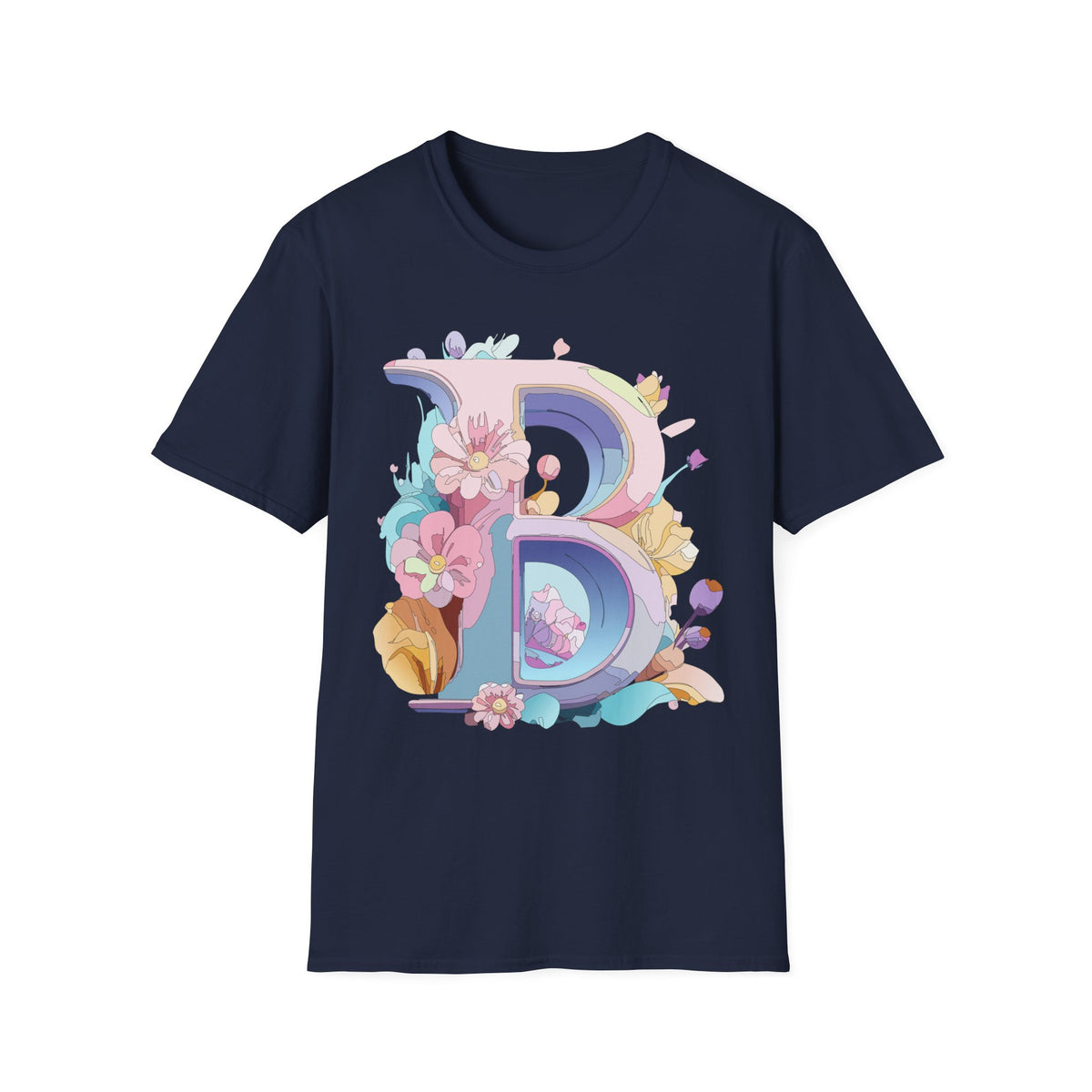 Floral Letter B T-Shirt | Pastel Floral Monogram Tee