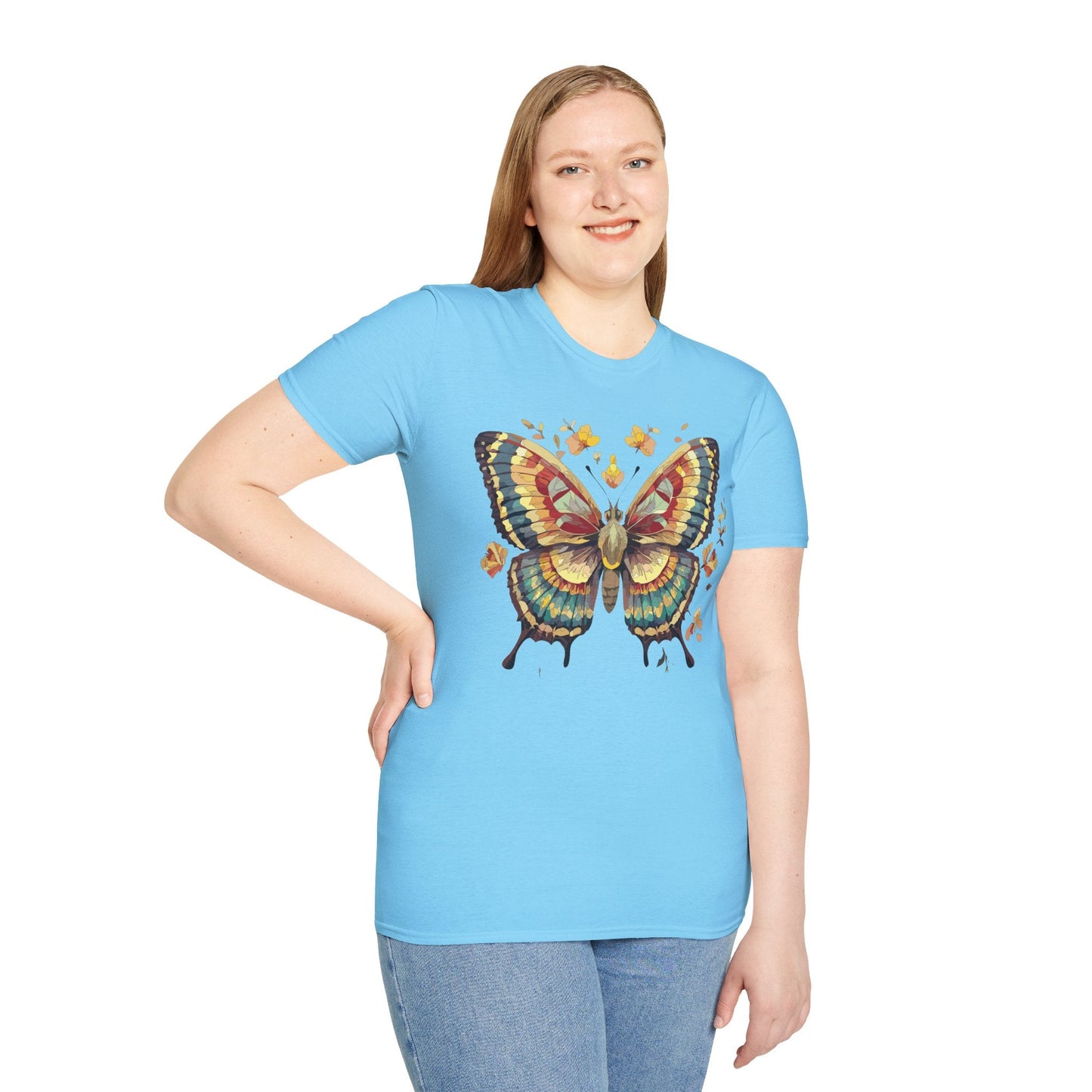 Butterfly Graphic T Shirt Unisex Gildan Softstyle 64000 Monarch Design Lightweight Everyday Wear