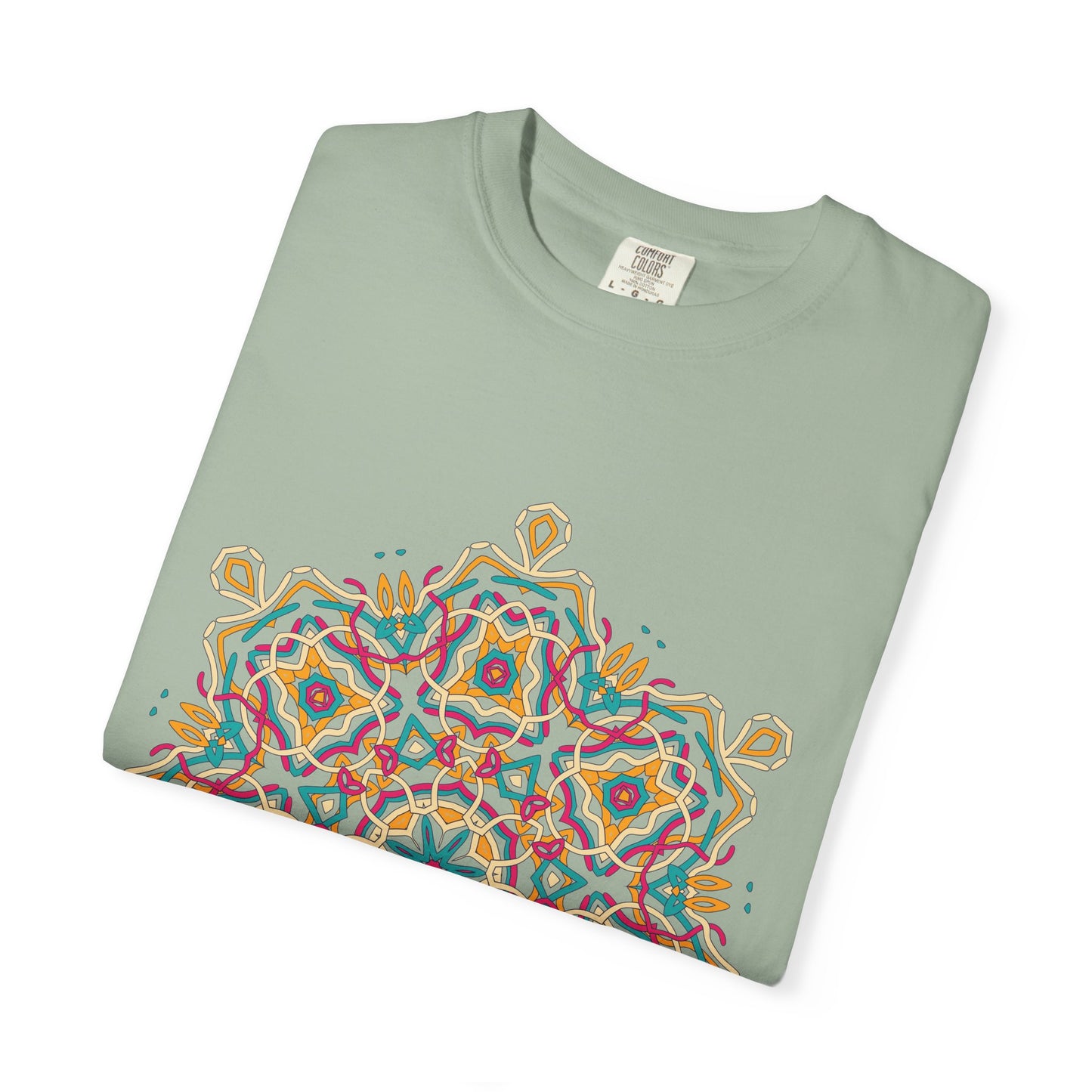Unisex Garment Dyed Cotton T-Shirt with Mandala Graphic Design