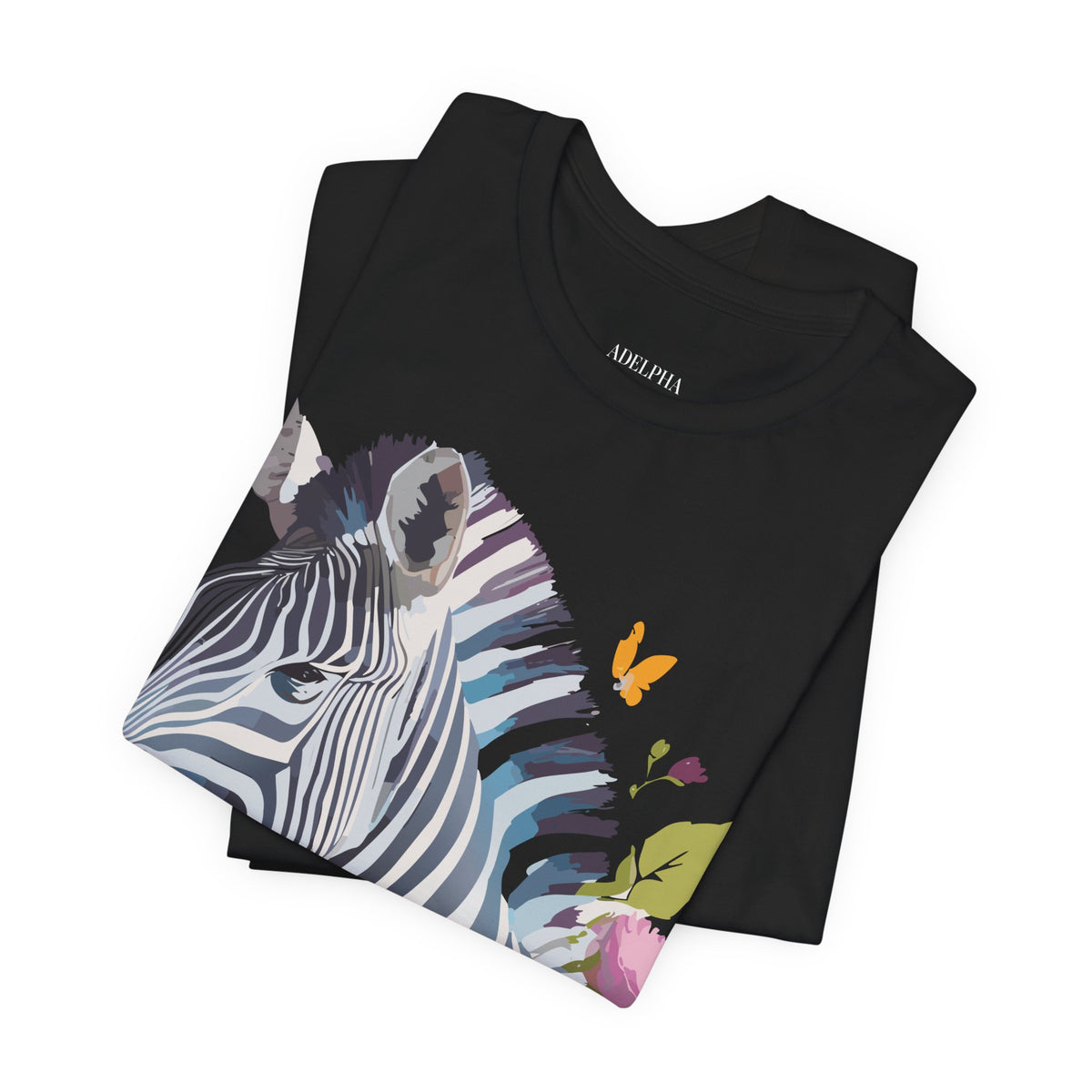 Zebra Graphic Unisex Cotton Bella+Canvas Tee with Art Animal Design e75