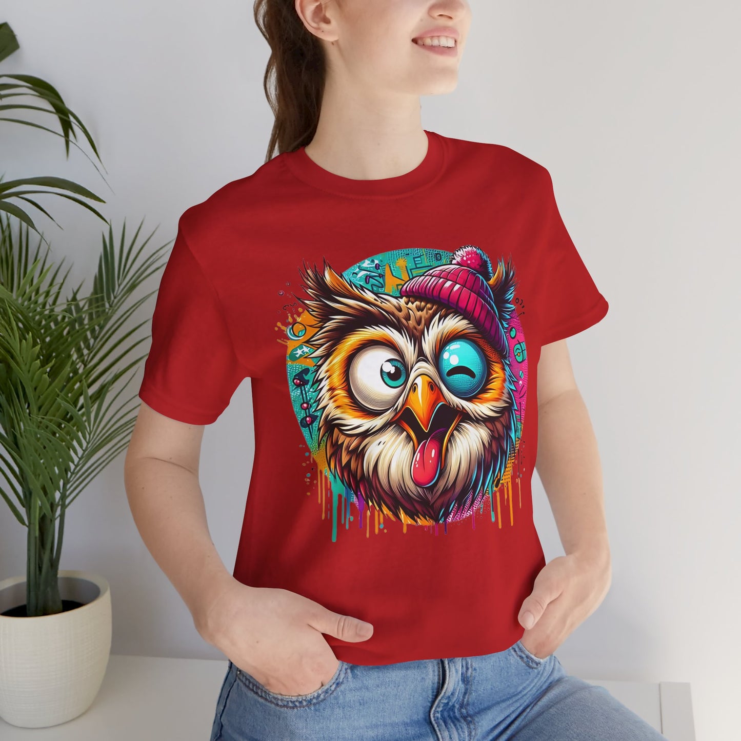 Colorful Owl Graphic Tee, Fun Owl Shirt, Funny Bird Shirt, Cute Cartoon Tees, Animal T-Shirt, Animal Tees, Art Design T-Shirt