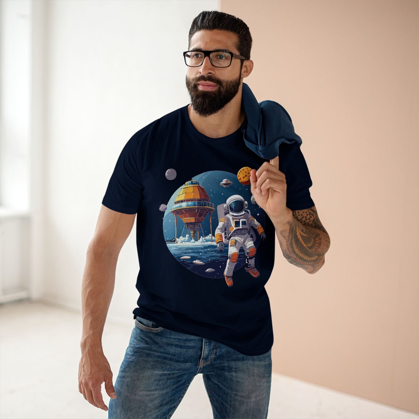 Cosmos Astronaut Shirt CS 38 Unisex Premium Cotton Tee With Original Art Design Retro2Nova