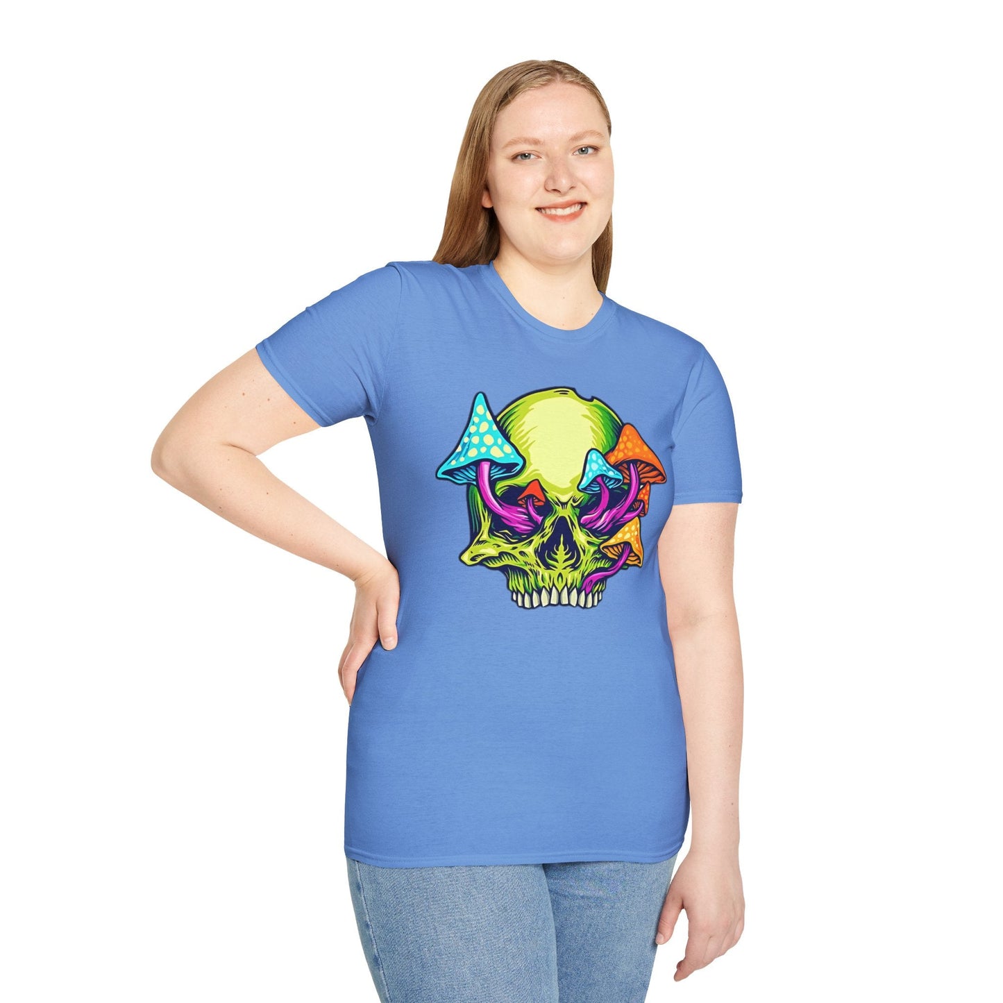 Unisex Skull Tee Shirt With Skeleton Art Design Gildan Softstyle 64000 100 Percent Ring Spun Cotton