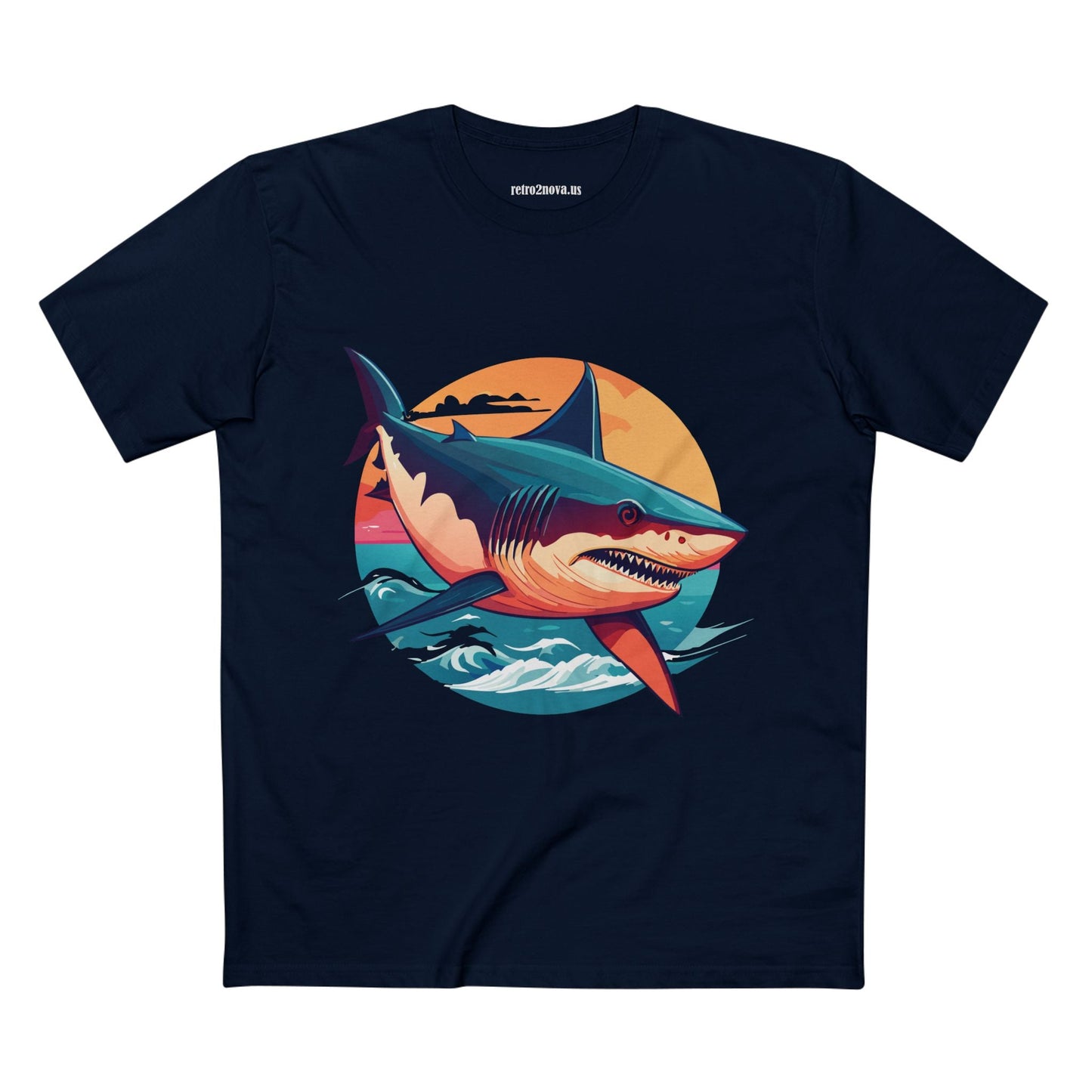 Shark Animal Shirt Unisex Premium Cotton Tee With Original Art Design by Retro2Nova Art Collection Series