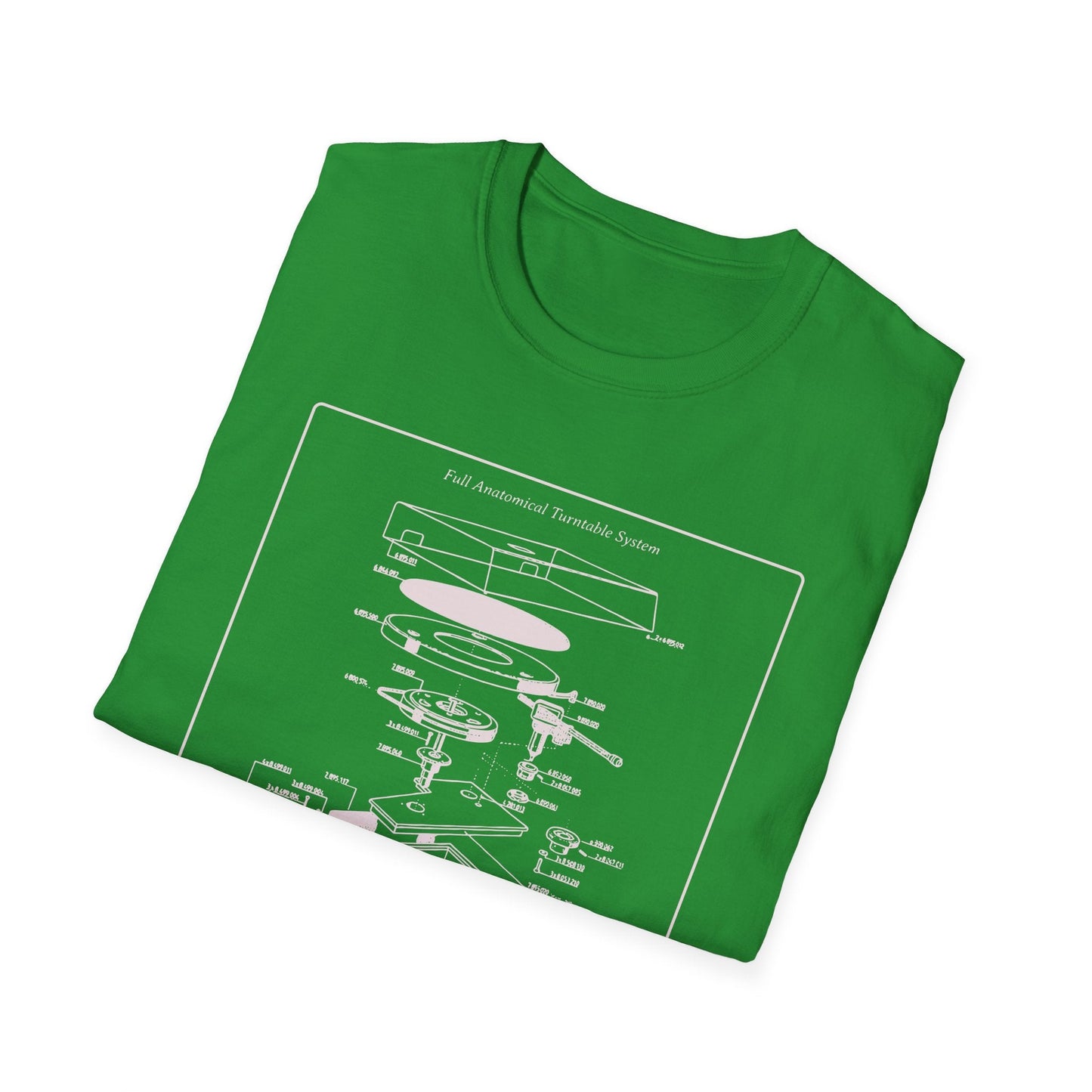 Record Player Blueprint T-Shirt Unisex Cotton Retro Vinyl Turntable Diagram Tee