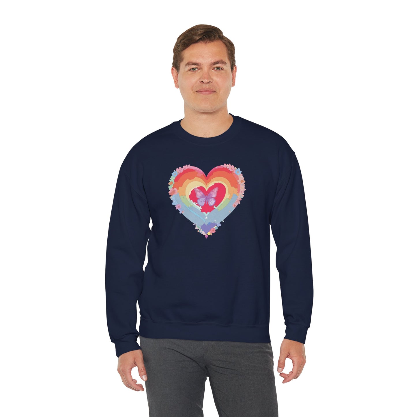 Rainbow Heart Sweatshirt, Floral Heart Sweatshirt, Floral Love Sweatshirt, Valentine's Day Sweatshirt, Rainbow Heart Floral Sweatshirt 116