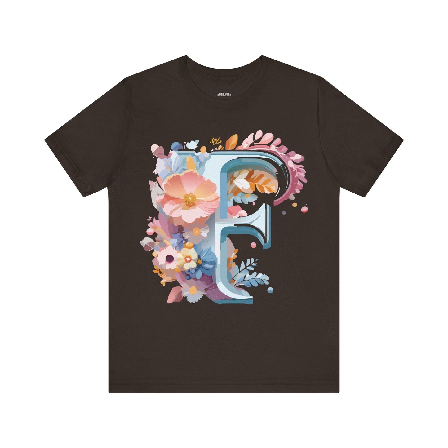 Letter F Graphic Tee Unisex Short Sleeve Vintage Inspired Adelpha Artwork Collection