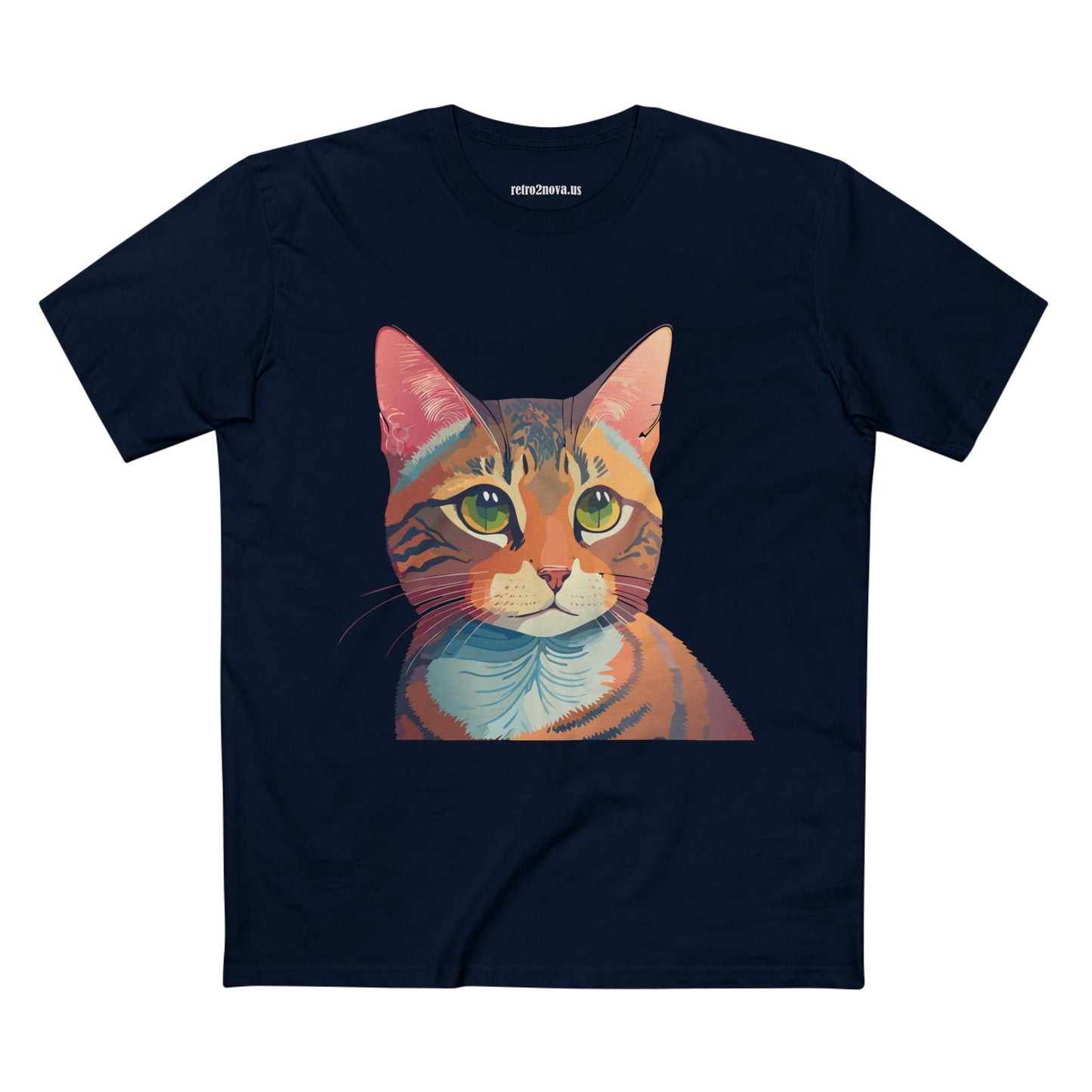 Retro2Nova Cat Art Tee Unisex Premium Cotton Shirt With Original Artwork Design Soft Breathable Comfort Everyday Wear