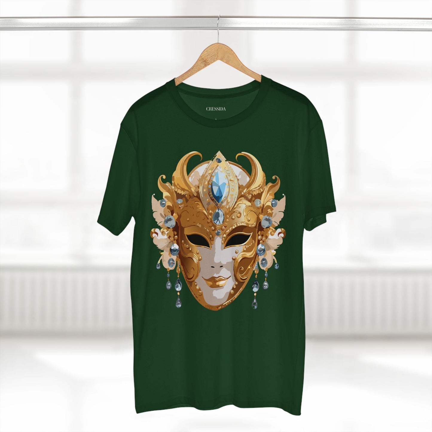Carnival Mask Graphic T-Shirt Unisex 100 Cotton With Antique Gold Art Design Tee 22