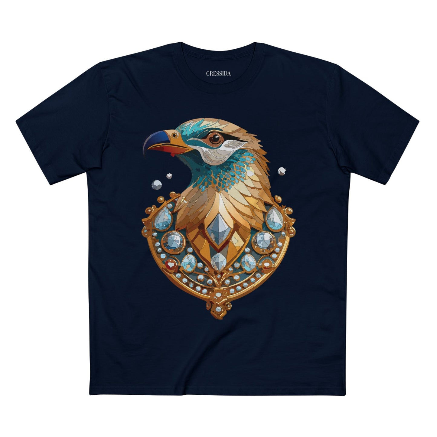 Bird Graphic Unisex 100 Cotton Tee With Unique Animal Golden Medallion Art Design 21