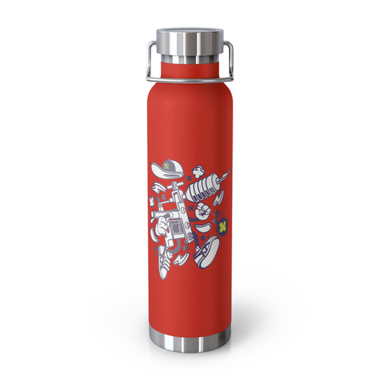 22oz Copper Insulated Water Bottle with Cartoon Design - CV36