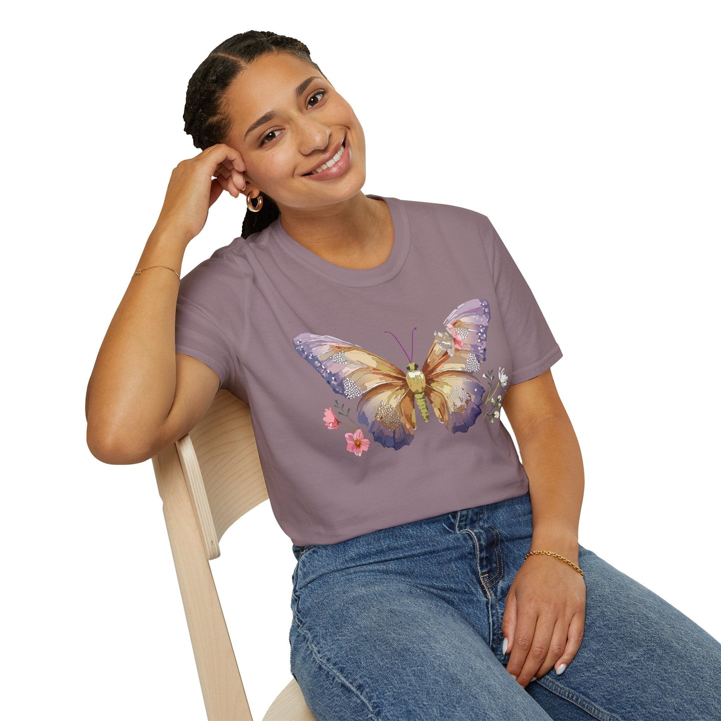 Monarch Butterfly Shirt Unisex Short Sleeve Tee Gildan Softstyle 64000 100 Percent Ring Spun Cotton
