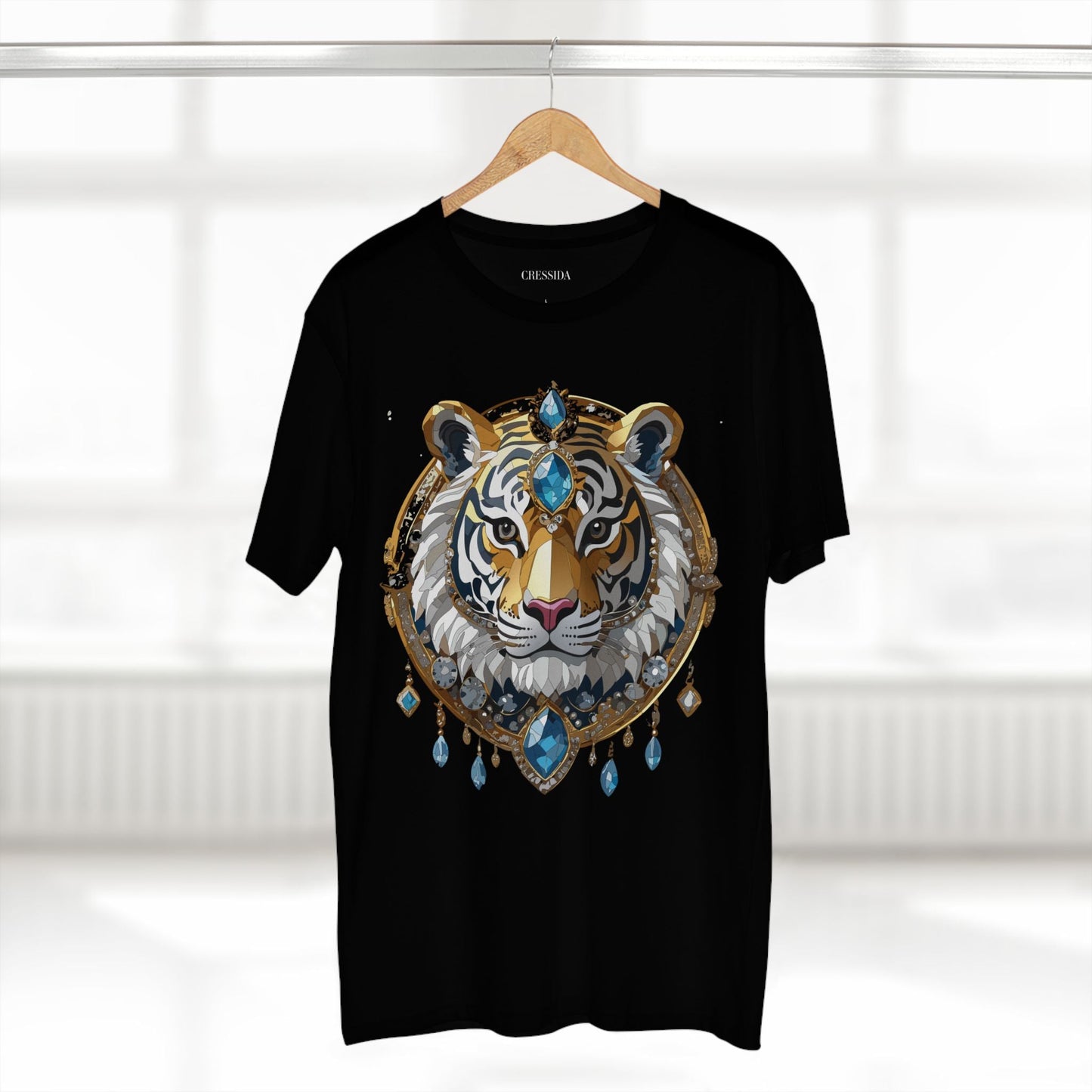 Tiger Graphic Unisex 100 Cotton Tee With Unique Animal Golden Medallion Art Design 54